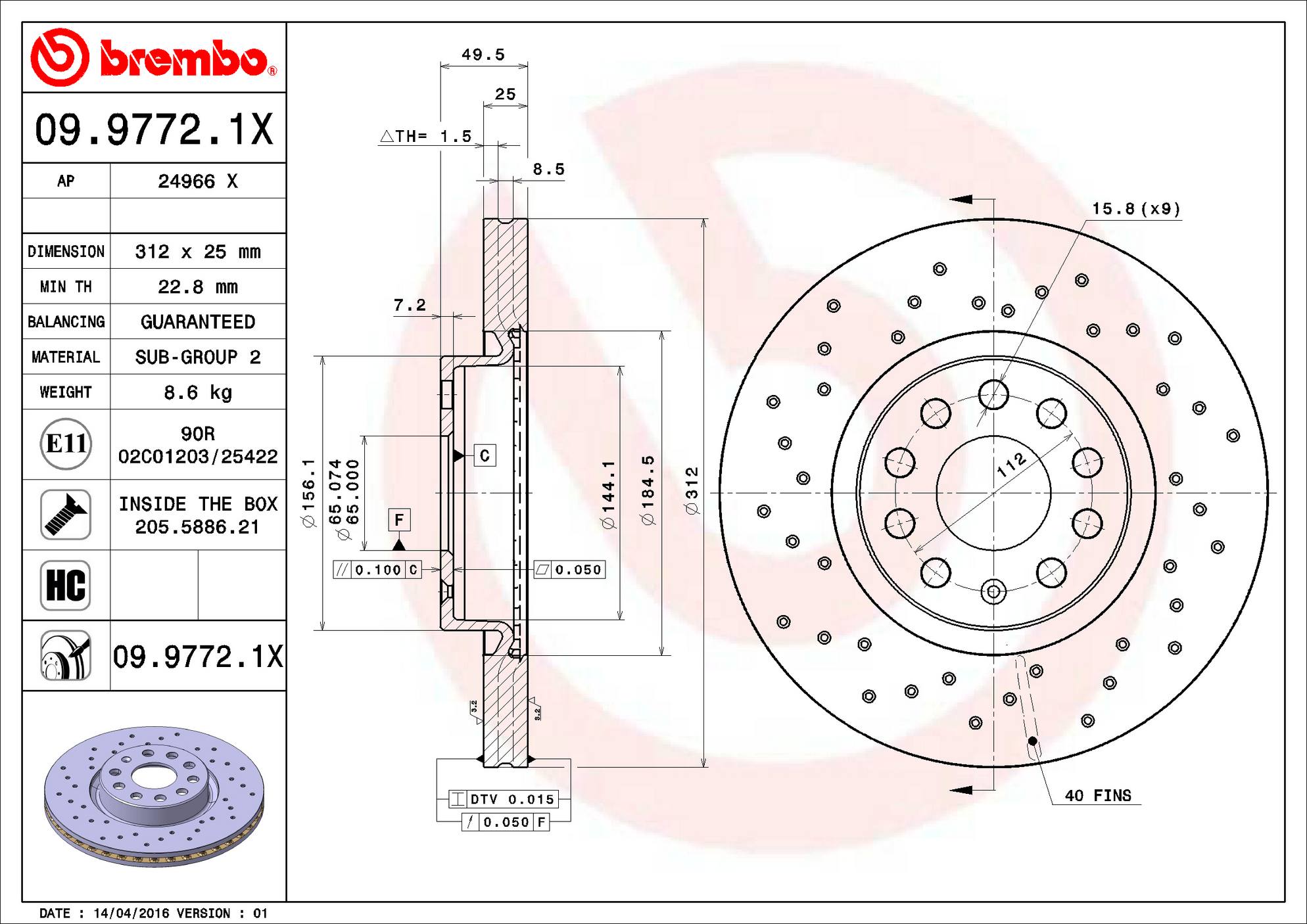 Volkswagen Disc Brake Pad and Rotor Kit – Front and Rear (312mm/272mm) (Xtra) (Ceramic) 5Q0615301F