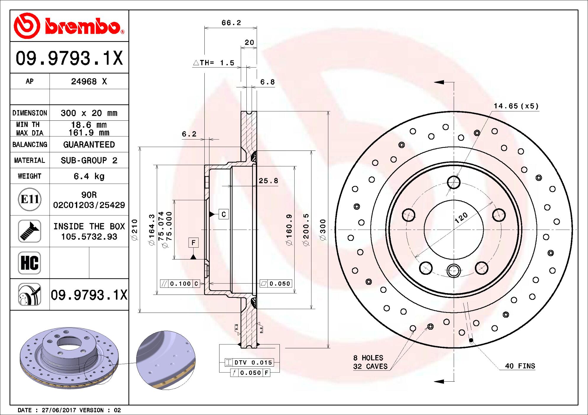 BMW Brembo Disc Brake Rotor – Rear (300mm) 34216855007