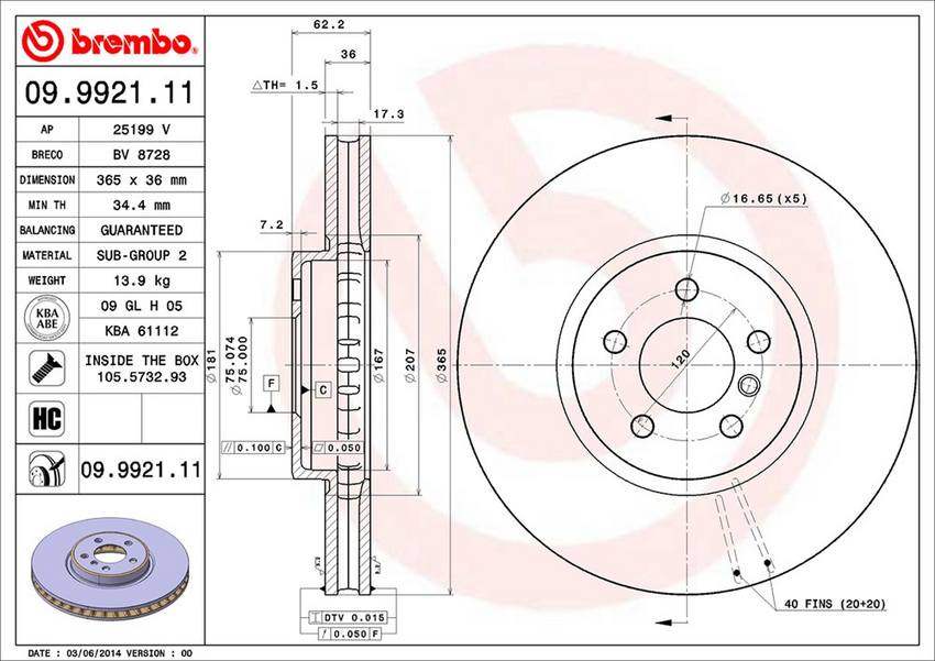 BMW Brembo Disc Brake Rotor – Front (365mm) 34116886481