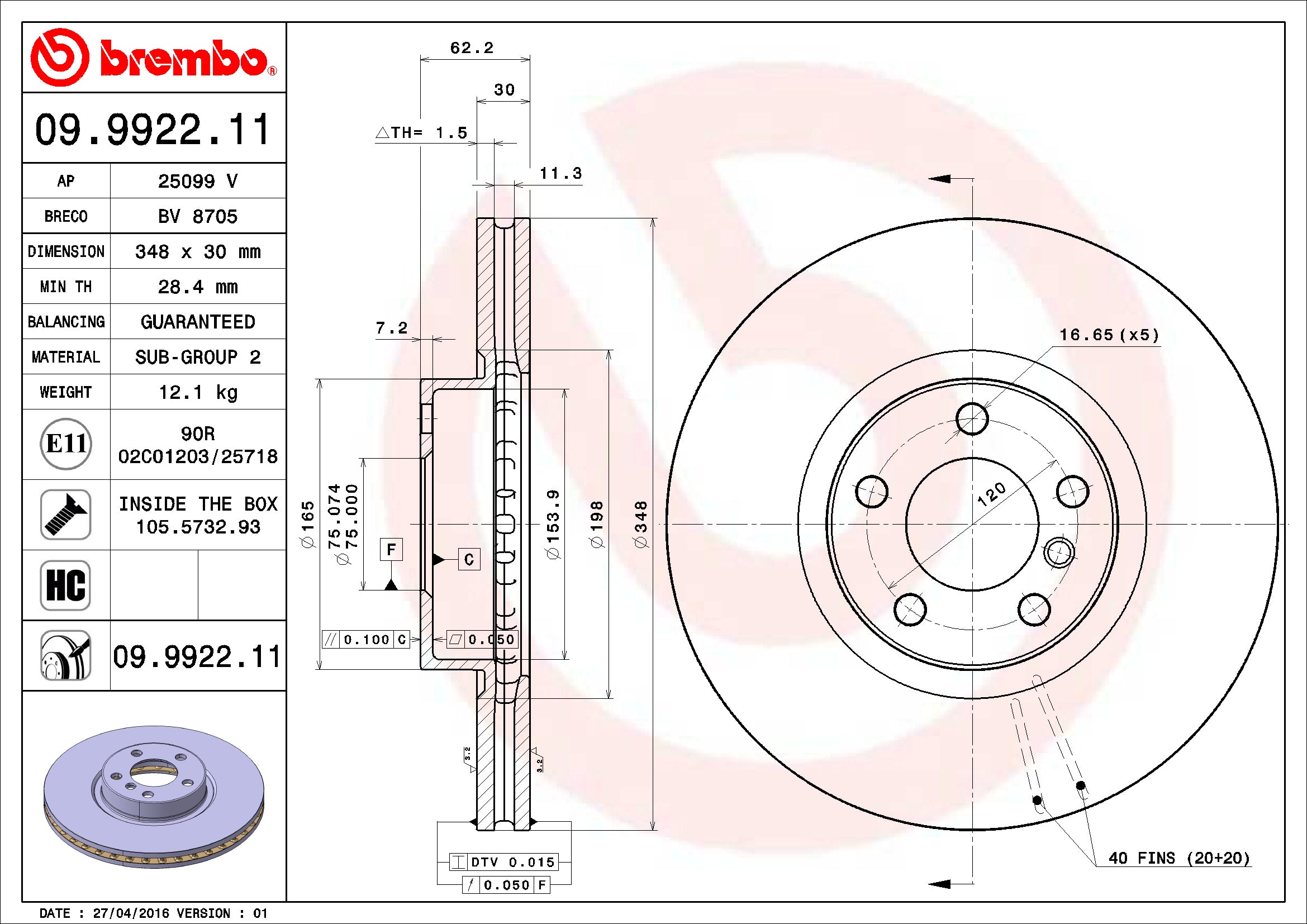 BMW Brembo Disc Brake Rotor – Front (348mm) 34116886477