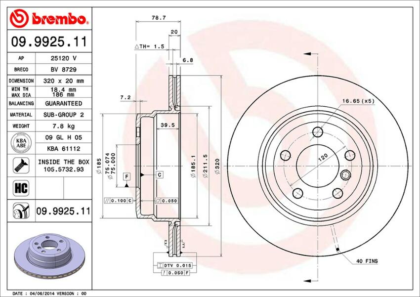 BMW Brembo Disc Brake Rotor – Rear (320mm) 34216886479