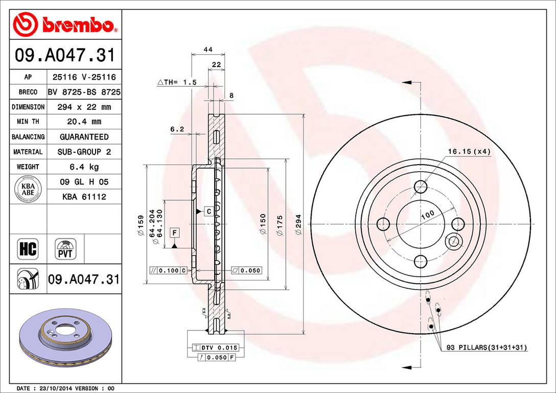 Mini Disc Brake Pad and Rotor Kit -Front and Rear (294mm/259mm) (Low-Met) 34116858652