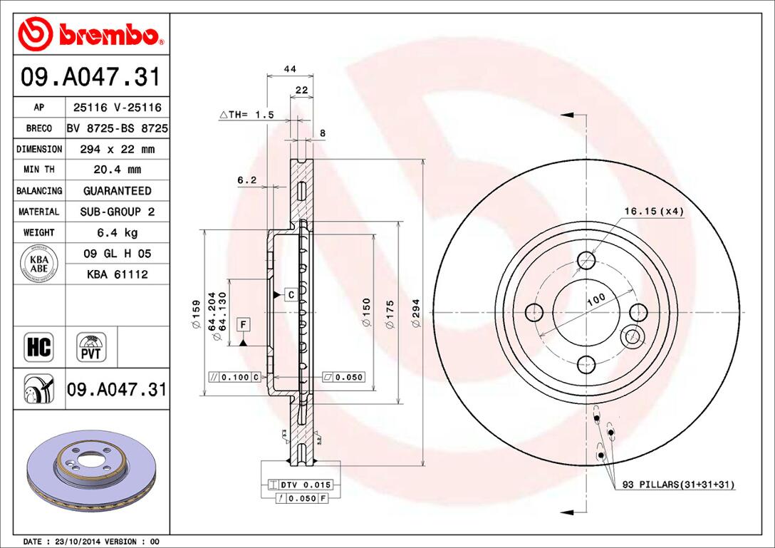 Mini Brembo Disc Brake Rotor – Front (294mm) 34116858652