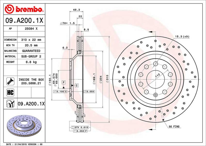 VW Brembo Disc Brake Rotor – Rear (310mm) 5Q0615601E