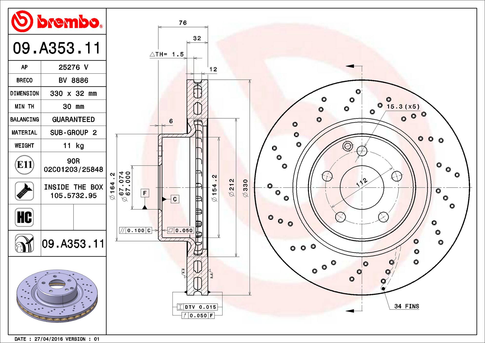 Mercedes-Benz Disc Brake Pad and Rotor Kit – Front and Rear (330mm/300mm) (Low-Met) 2204212512