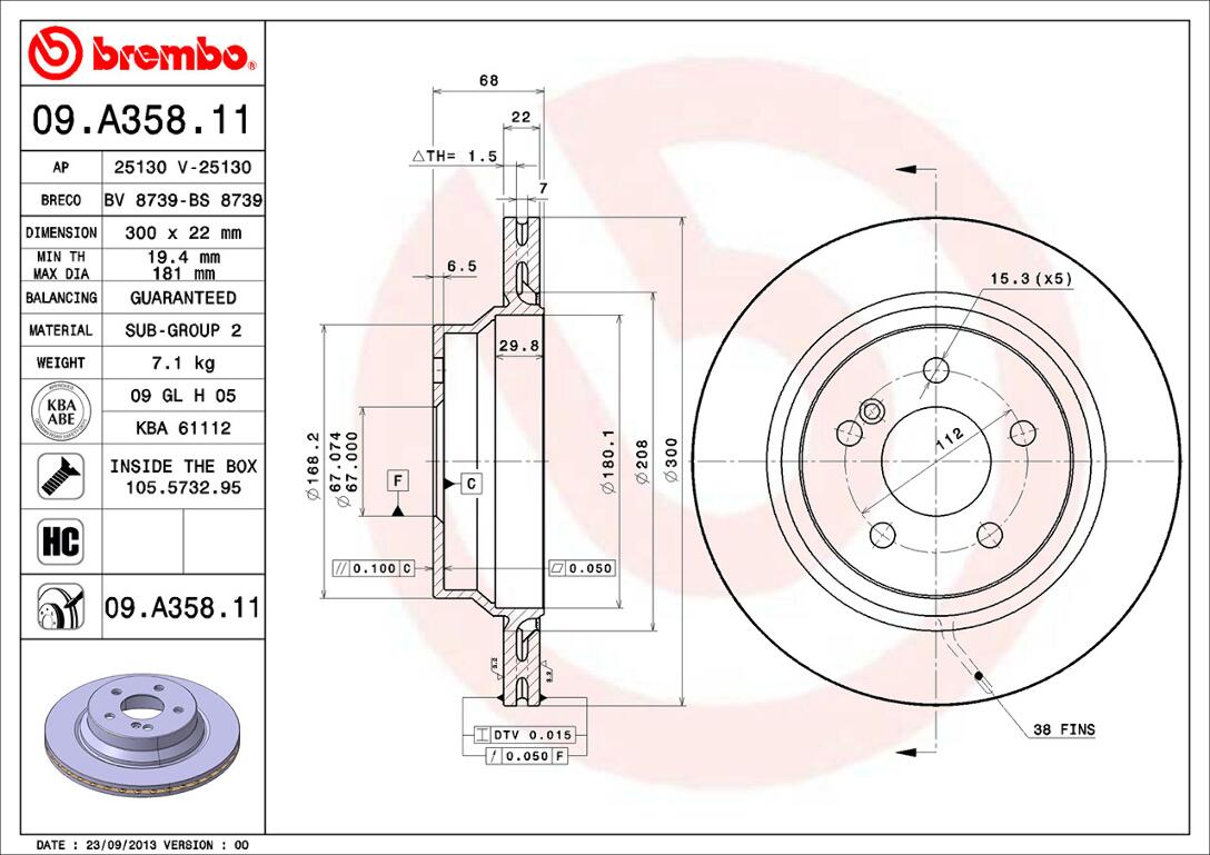 Mercedes Brembo Disc Brake Rotor – Rear (300mm) 000423091207