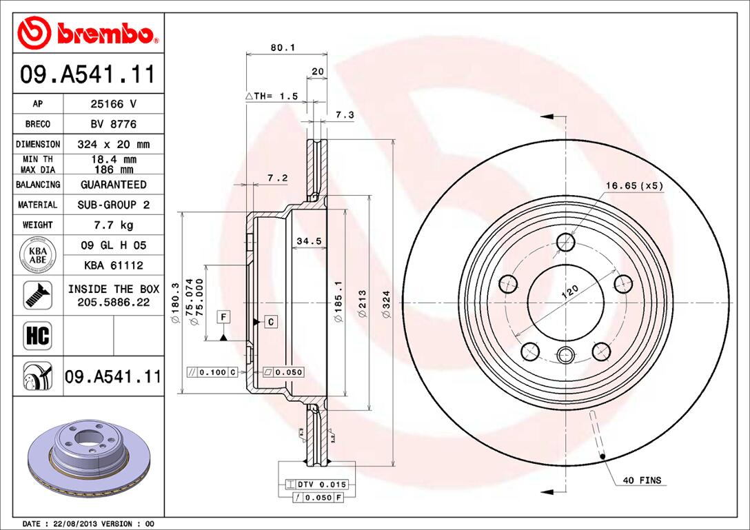 BMW Brembo Disc Brake Rotor – Rear (324mm) 34216756849