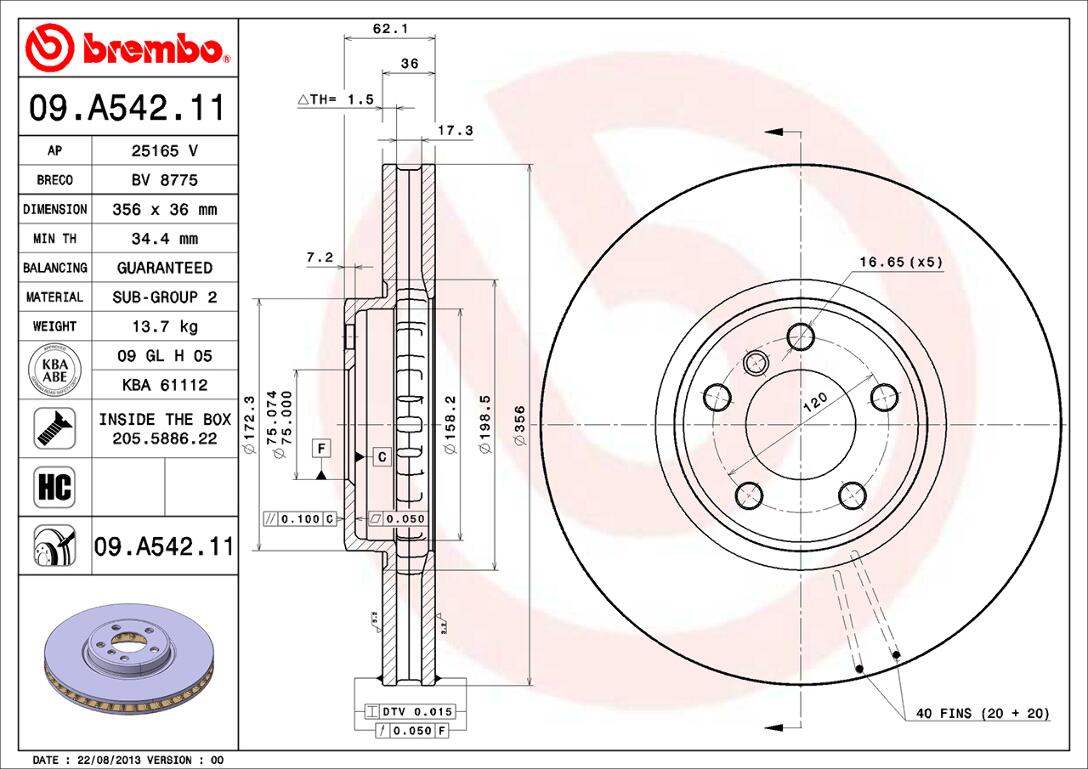 BMW Brembo Disc Brake Rotor – Front (356mm) 34116756847