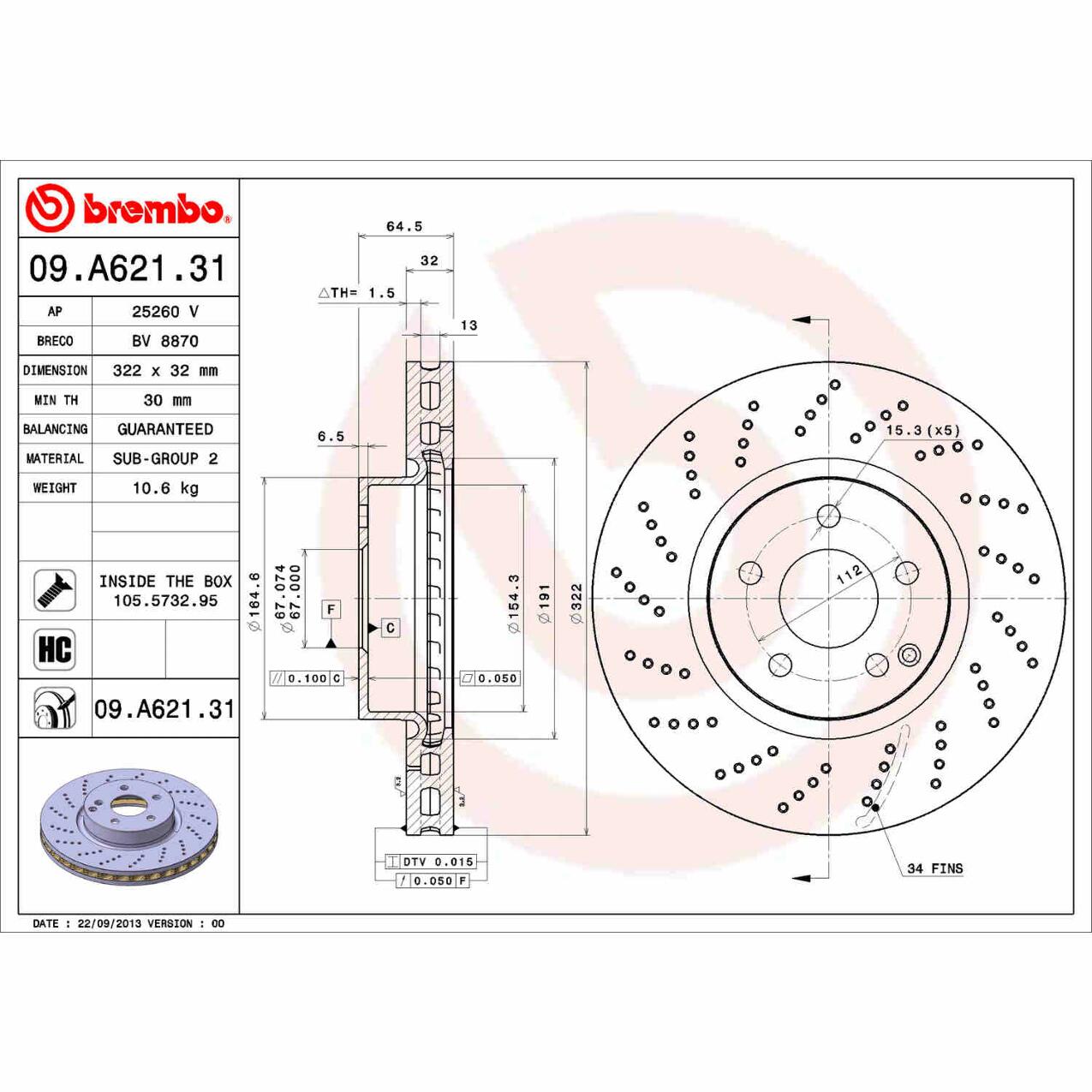 Mercedes Disc Brake Rotor – Front (322mm) 000421301207