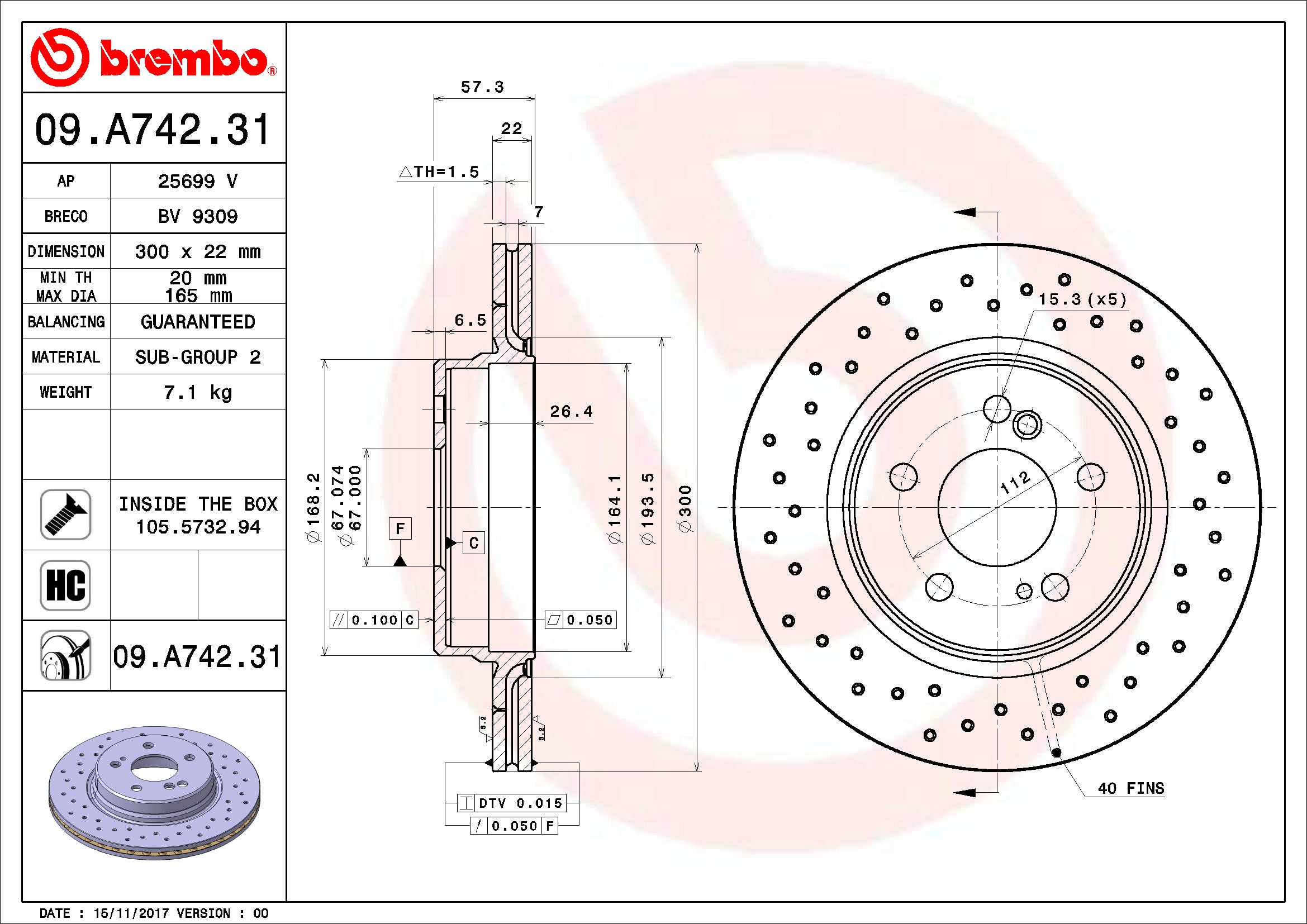 Mercedes Brembo Disc Brake Rotor – Rear (300mm) 1294230512