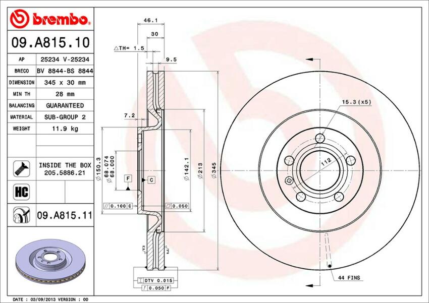 Audi Brembo Disc Brake Rotor – Front (345mm) 8E0615301K