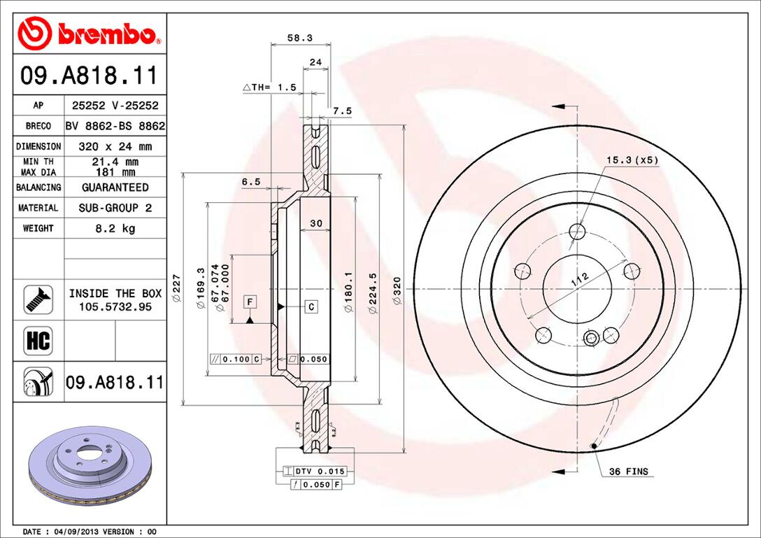 Mercedes Brembo Disc Brake Rotor – Rear (320mm) 221423101207