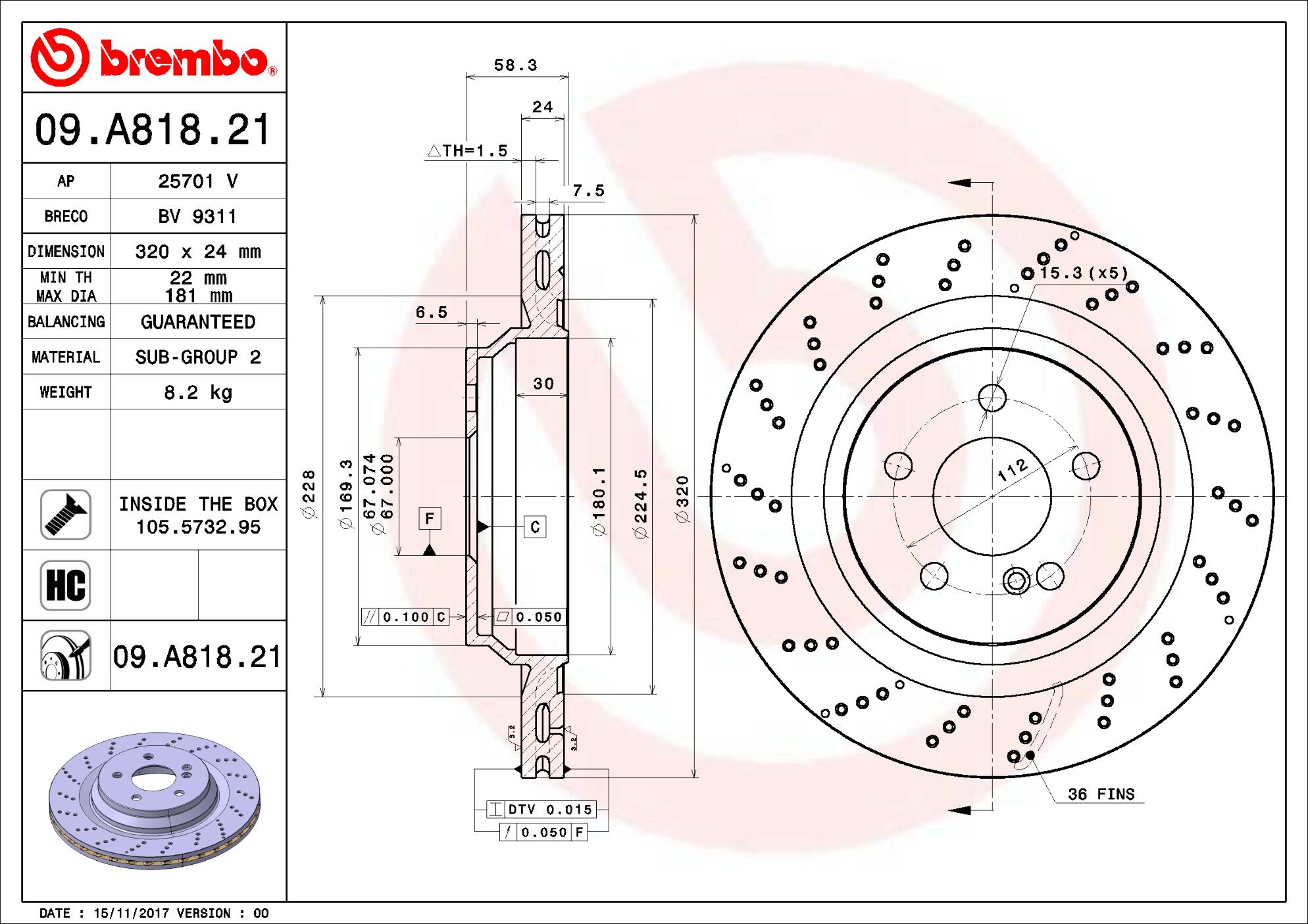 Mercedes Brembo Disc Brake Rotor – Rear (320mm) 2304231512