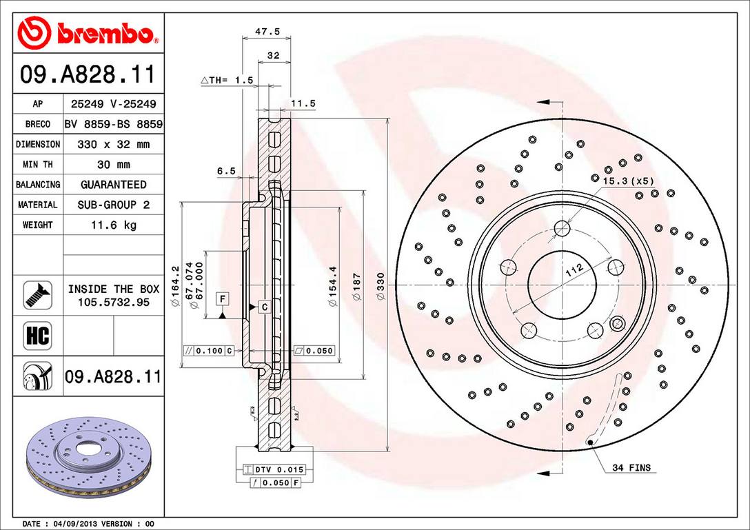 Mercedes-Benz Disc Brake Pad and Rotor Kit – Front and Rear (330mm/300mm) (Ceramic) 2204211812