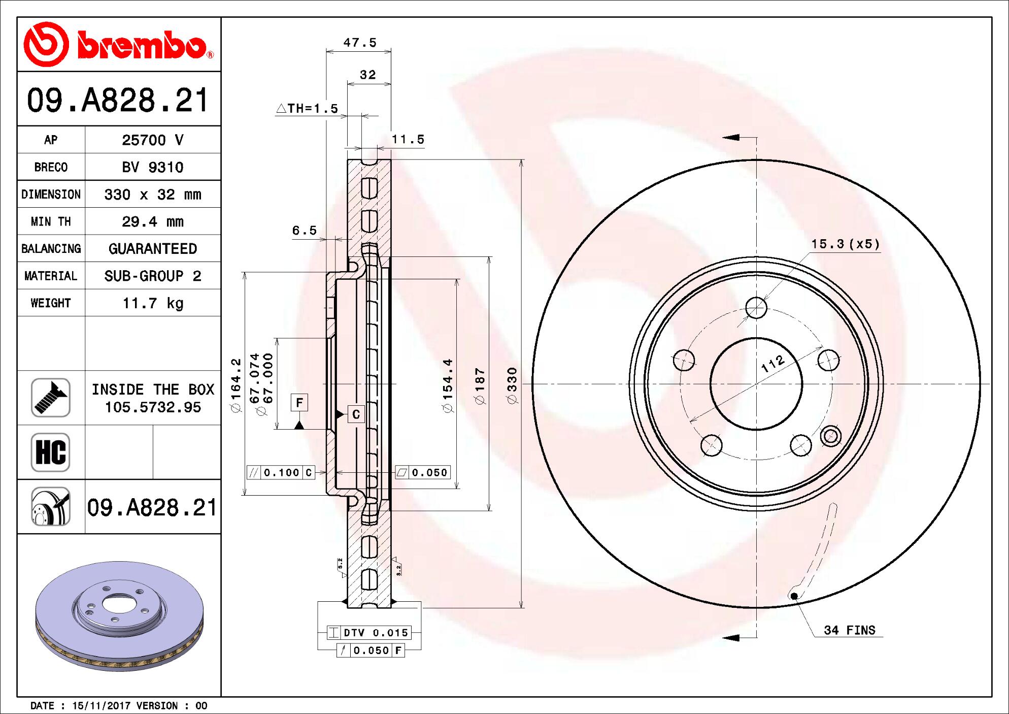 Mercedes Brembo Disc Brake Rotor – Front (330mm) 2114211112