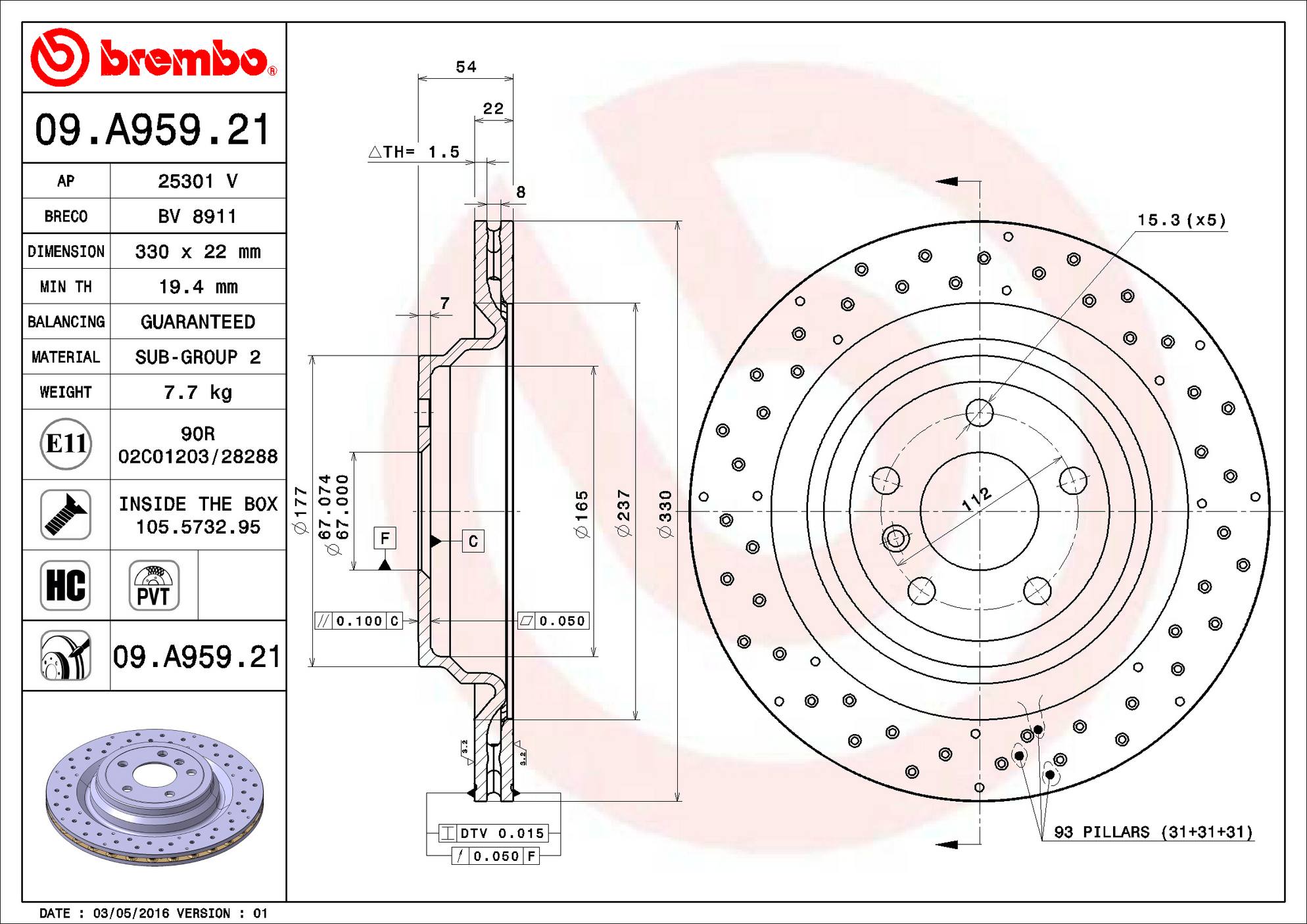 Mercedes-Benz Disc Brake Pad and Rotor Kit – Front and Rear (375mm/330mm) (Ceramic) 1664211600