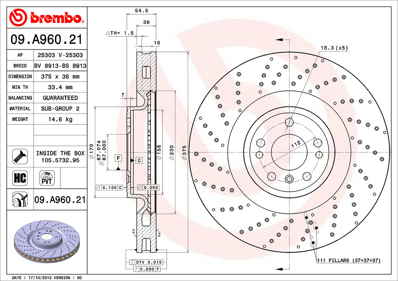 Mercedes Brembo Disc Brake Rotor – Front (375mm) 1664210912