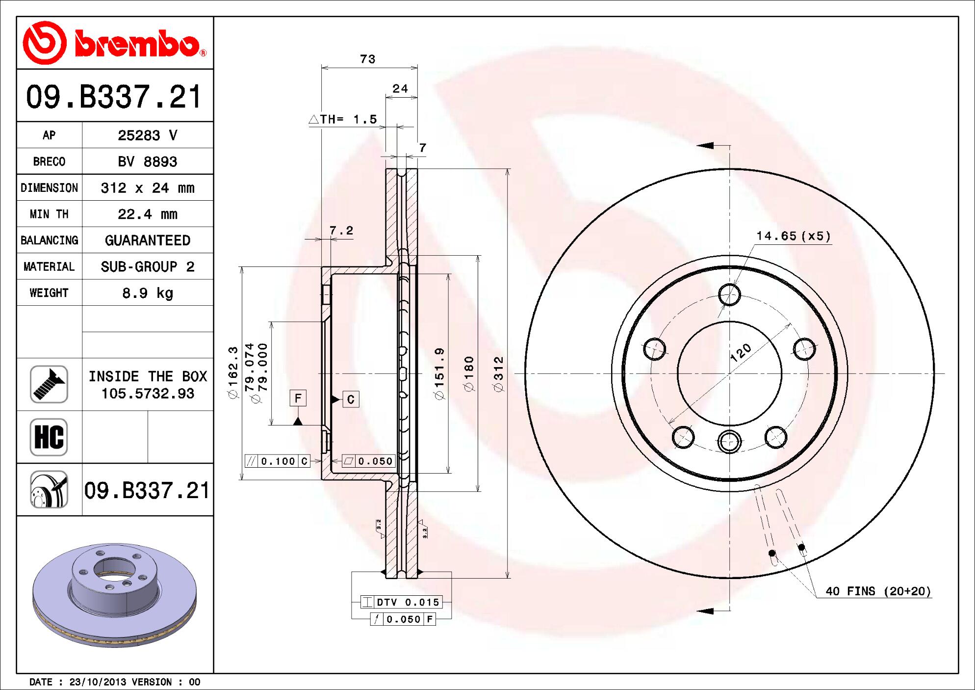 BMW Brembo Disc Brake Rotor – Front (312mm) 34116855006