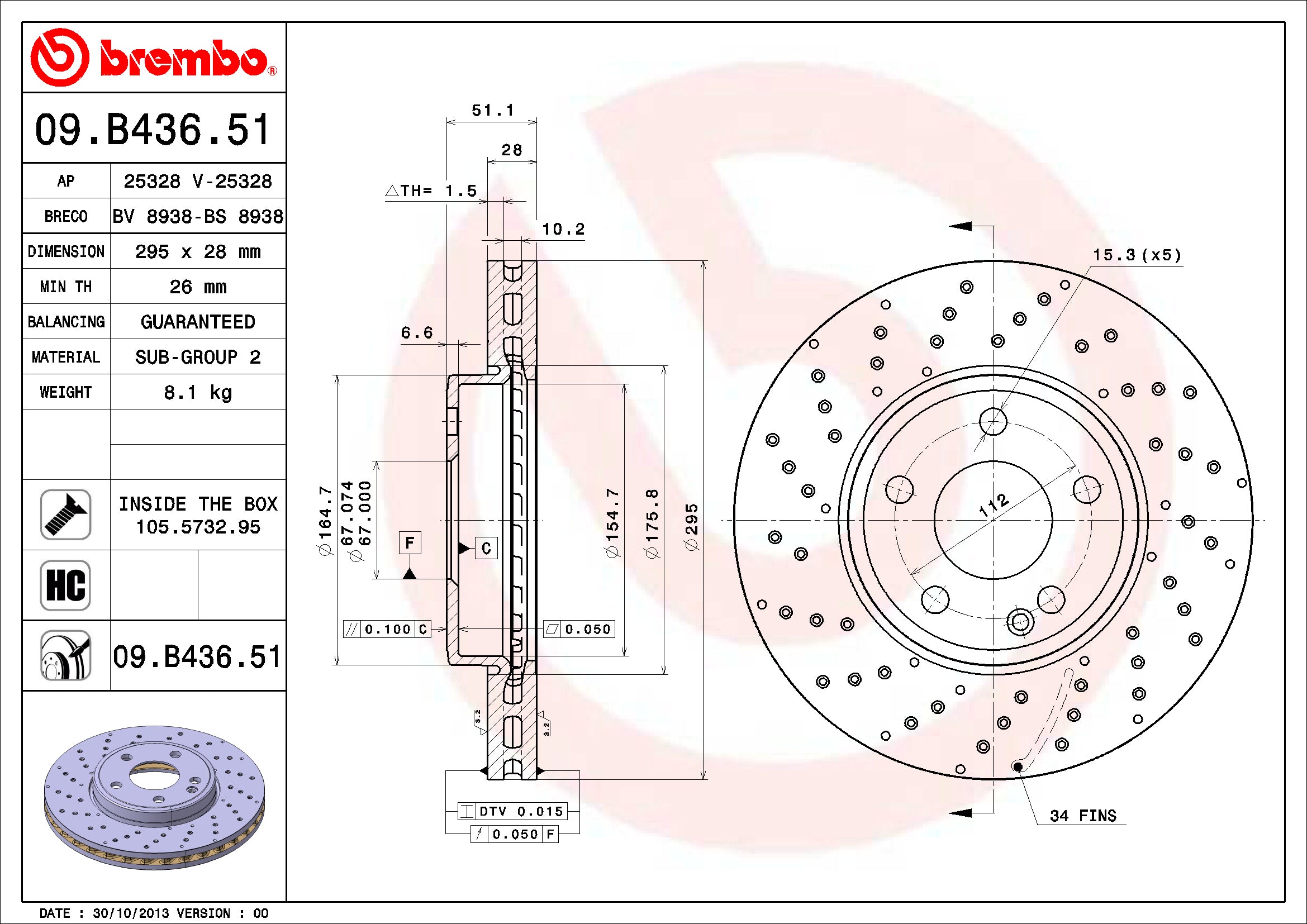 Mercedes Brembo Disc Brake Rotor – Front (295mm) 2464212512