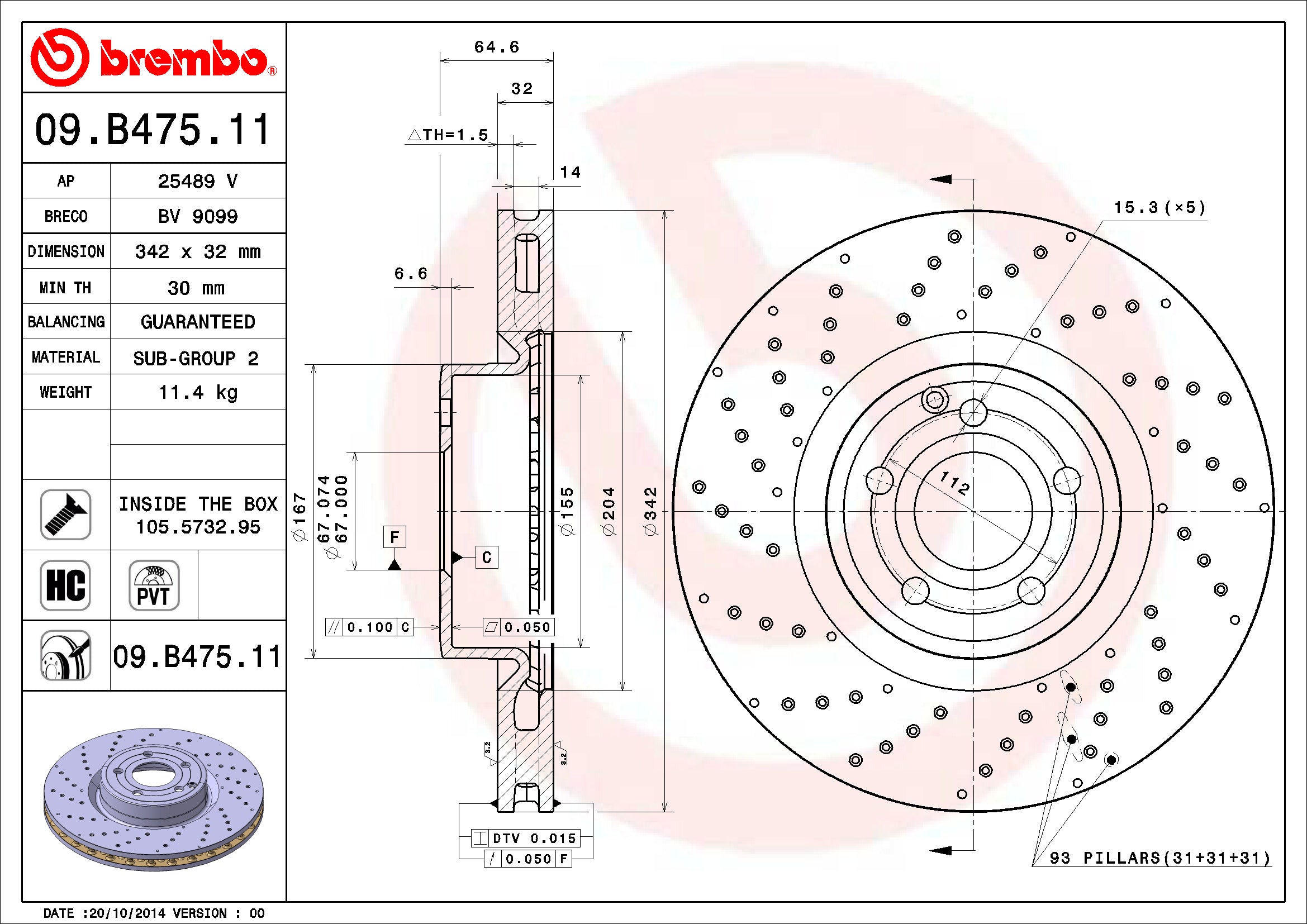 Mercedes Brembo Disc Brake Rotor – Front (342mm) 231421101207