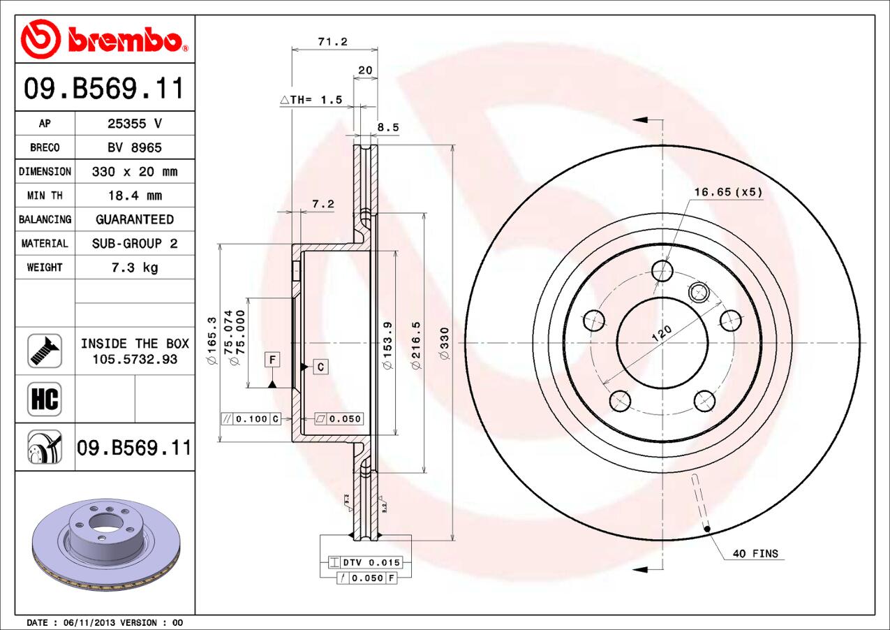 BMW Brembo Disc Brake Rotor – Rear (330mm) 34206886482