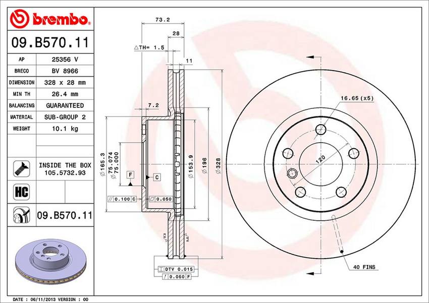 BMW Brembo Disc Brake Rotor – Front (328mm) 34106879122