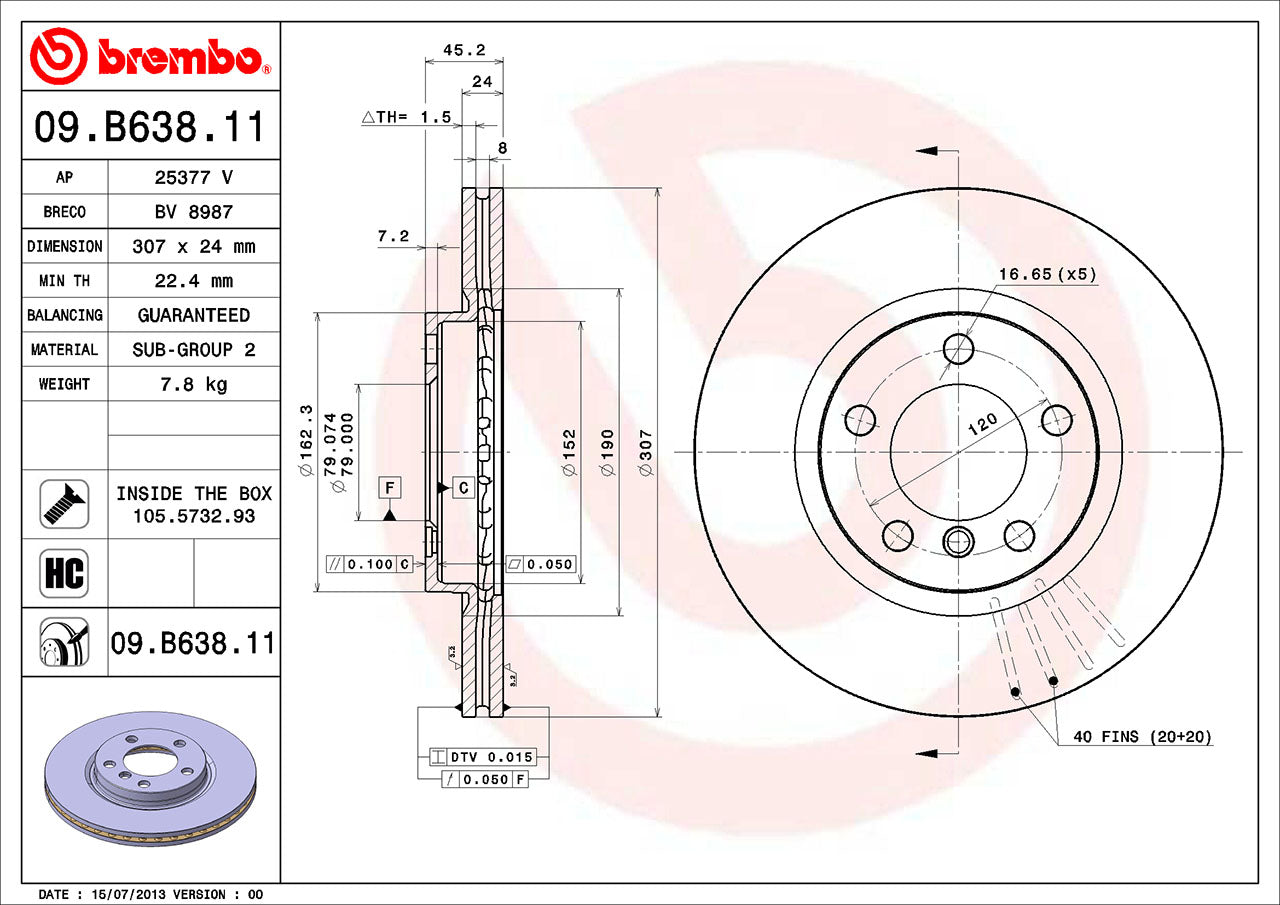 Mini Brembo Disc Brake Rotor – Front (307mm) 34119804829