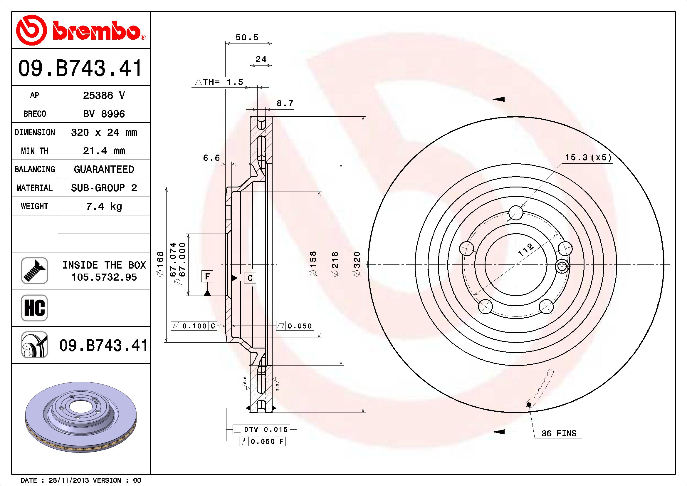 Mercedes Brembo Disc Brake Rotor – Rear (320mm) 000423141207