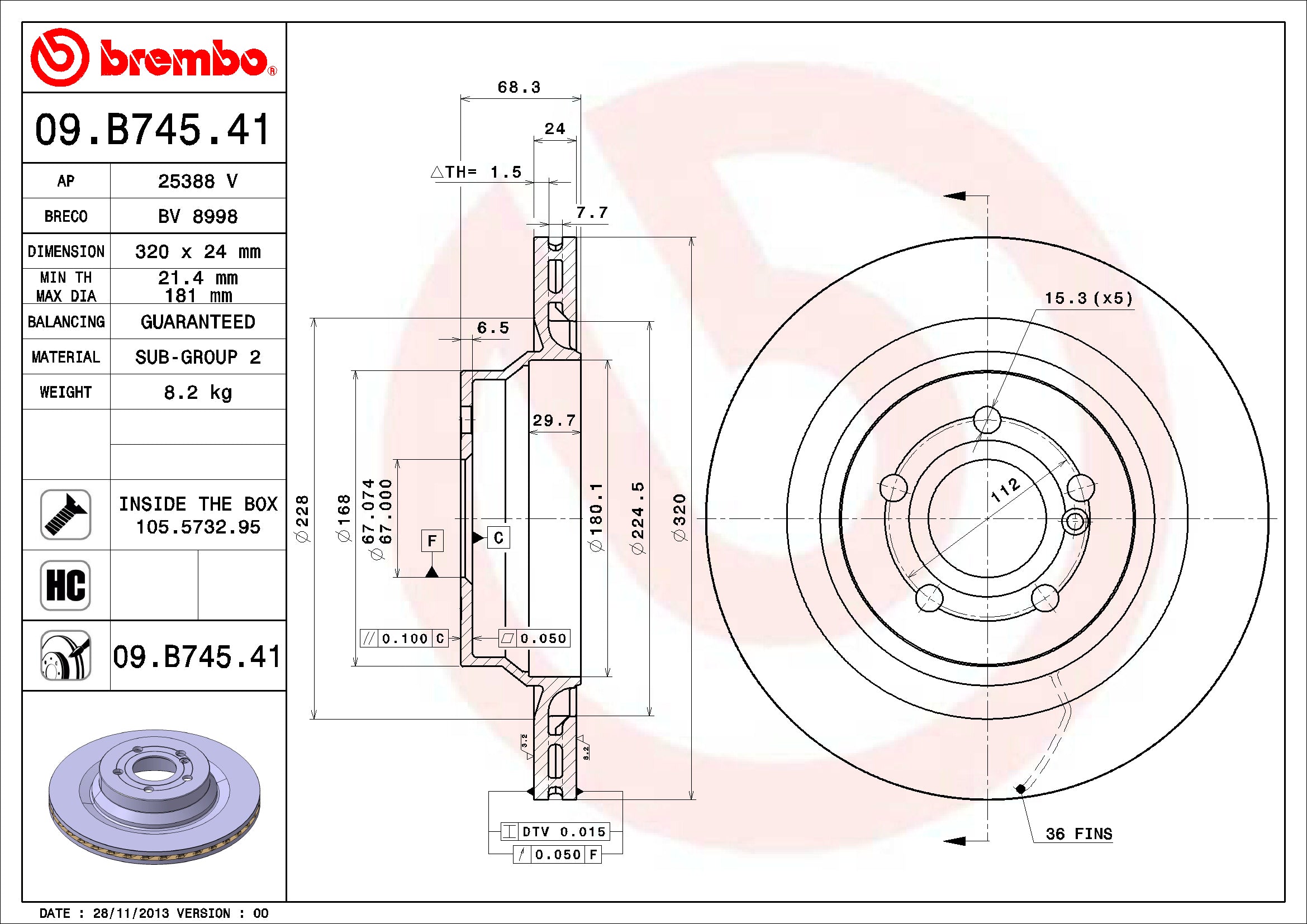 Mercedes Brembo Disc Brake Rotor – Rear (320mm) 000423111207