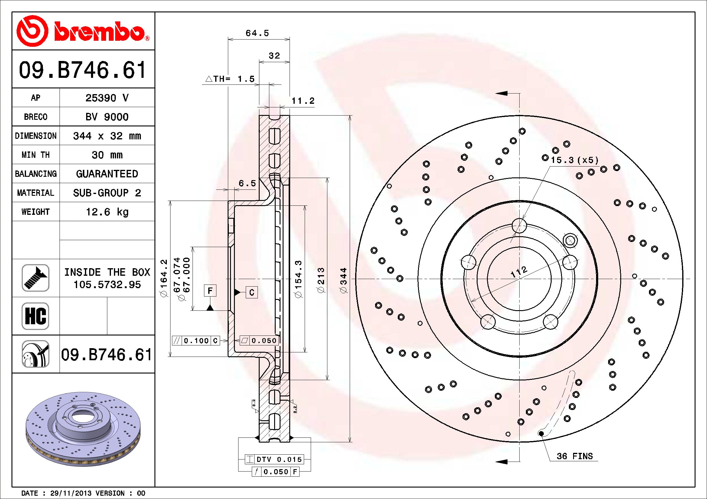 Mercedes Brembo Disc Brake Rotor – Front (344mm) 000421141207