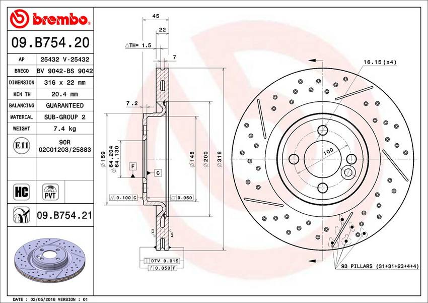 Mini Brembo Disc Brake Rotor – Front (316mm) 34116855782