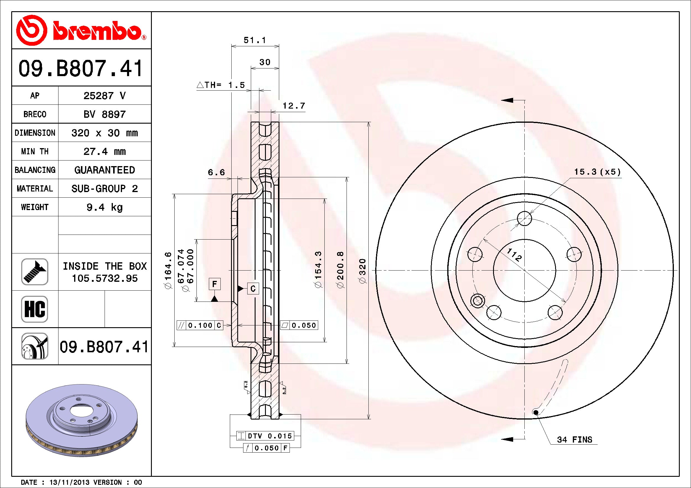 Mercedes Brembo Disc Brake Rotor – Front (320mm) 246421261207