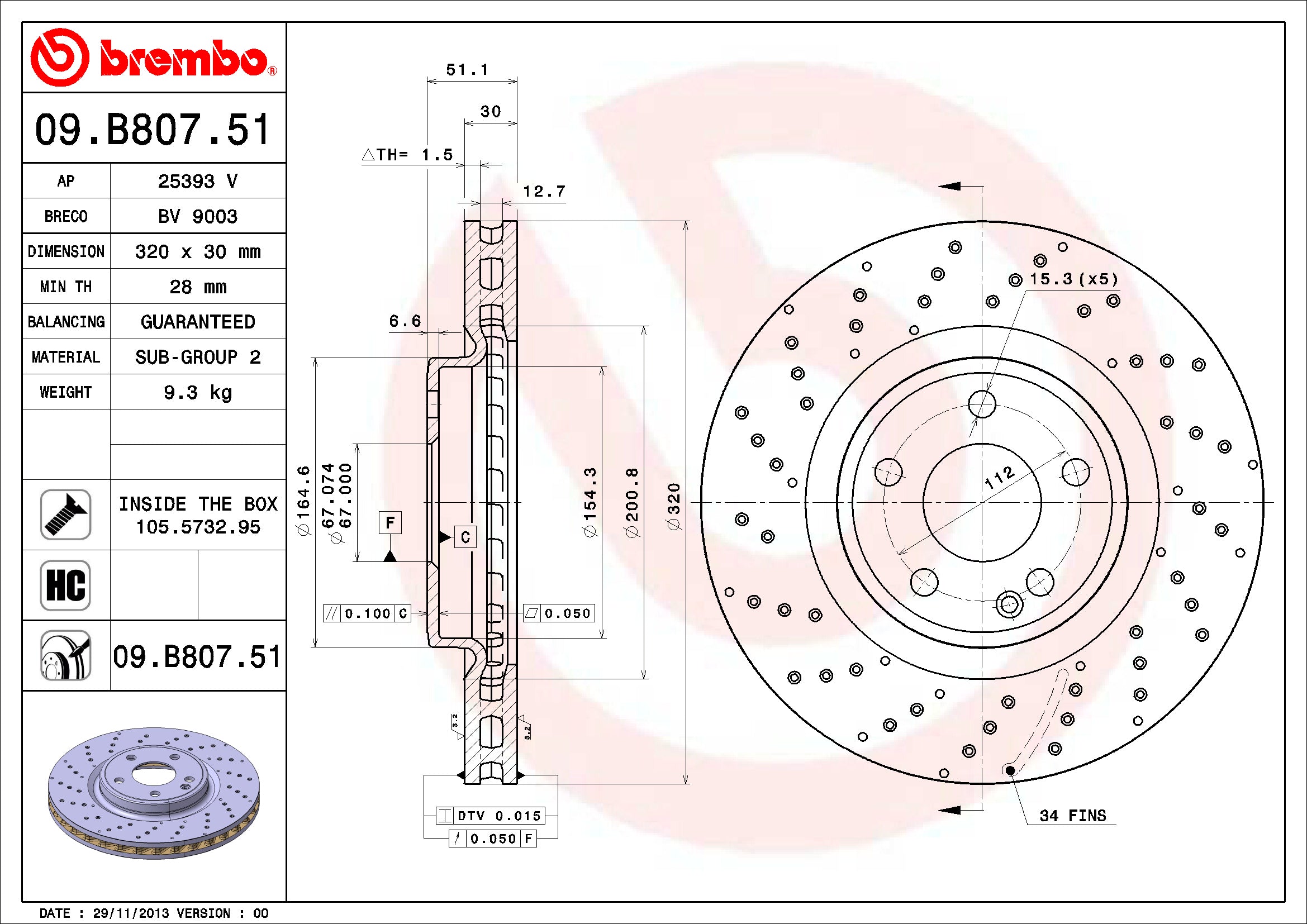 Mercedes Brembo Disc Brake Rotor – Front (320mm) 246421271207