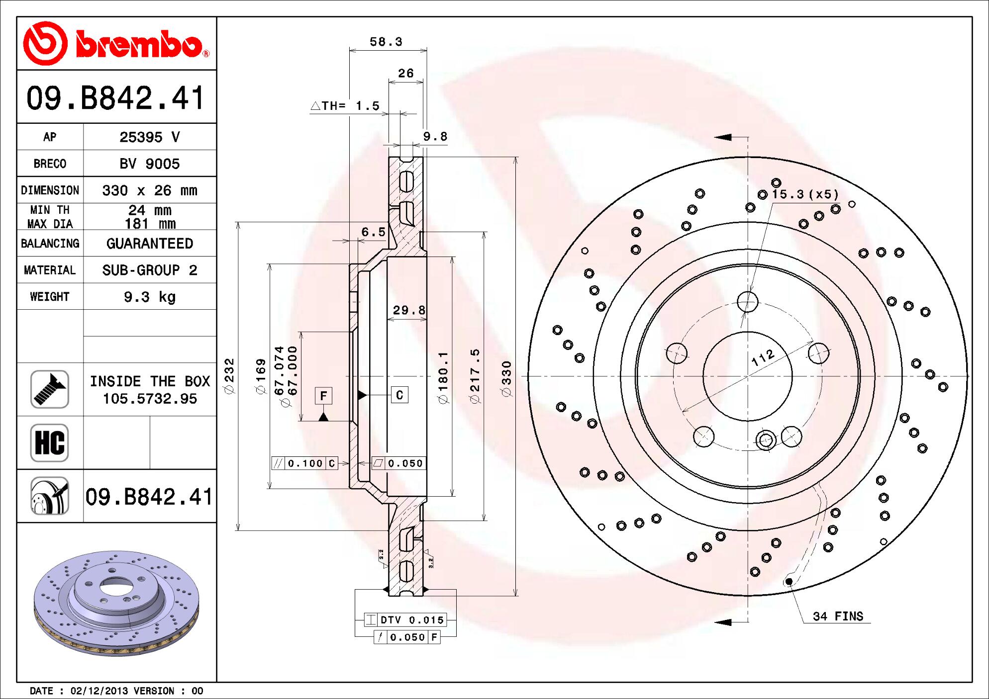 Mercedes Brembo Disc Brake Rotor – Rear (330mm) 230423161264