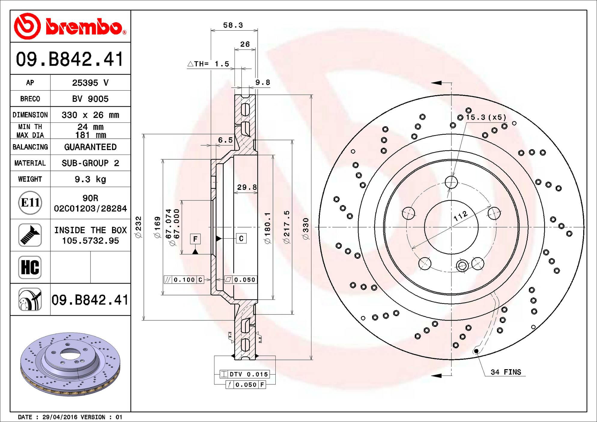 Mercedes-Benz Disc Brake Pad and Rotor Kit – Front and Rear (380mm/330mm) (Low-Met) 2304210912