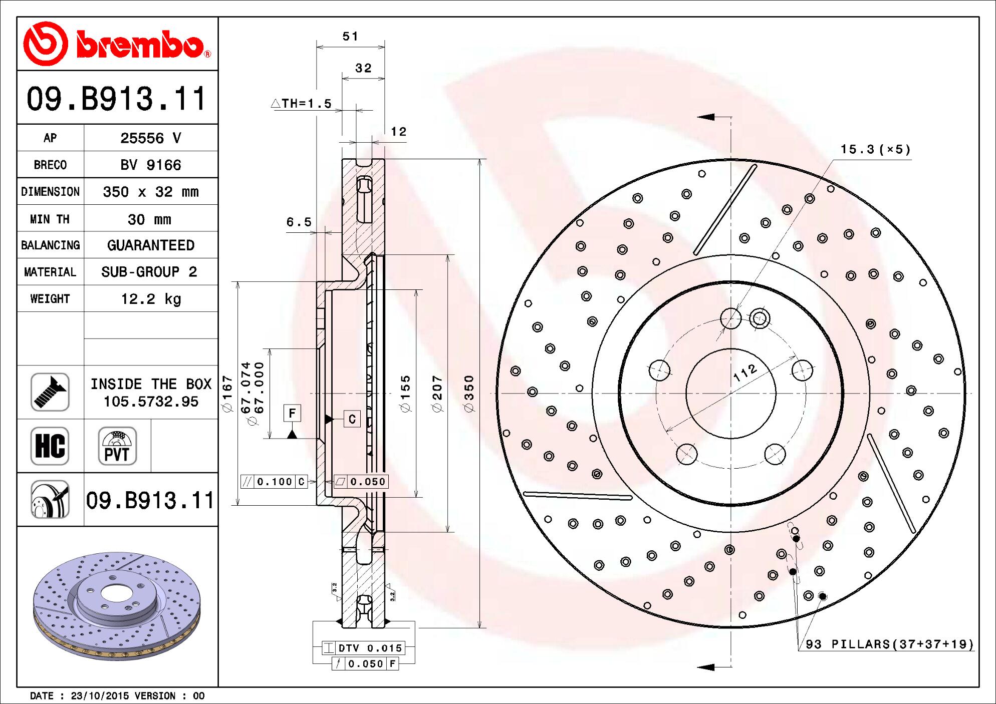 Mercedes Brembo Disc Brake Rotor – Front (350mm) 1764210212