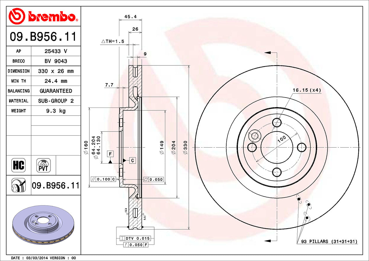 Brembo Disc Brake Rotor – Front (330mm)