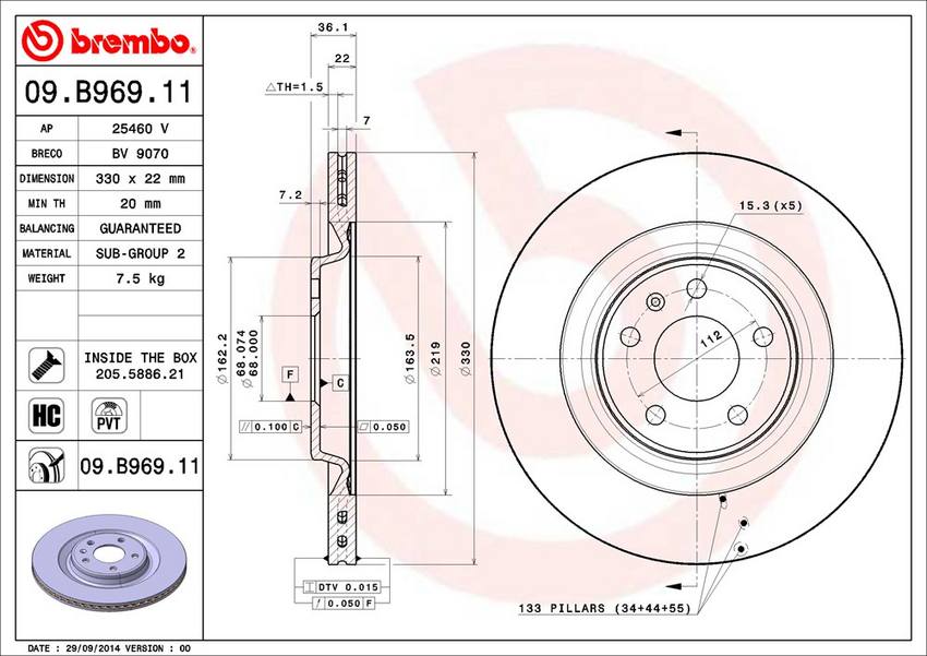 Audi Porsche Disc Brake Rotor – Rear (330mm) 4H0615601Q