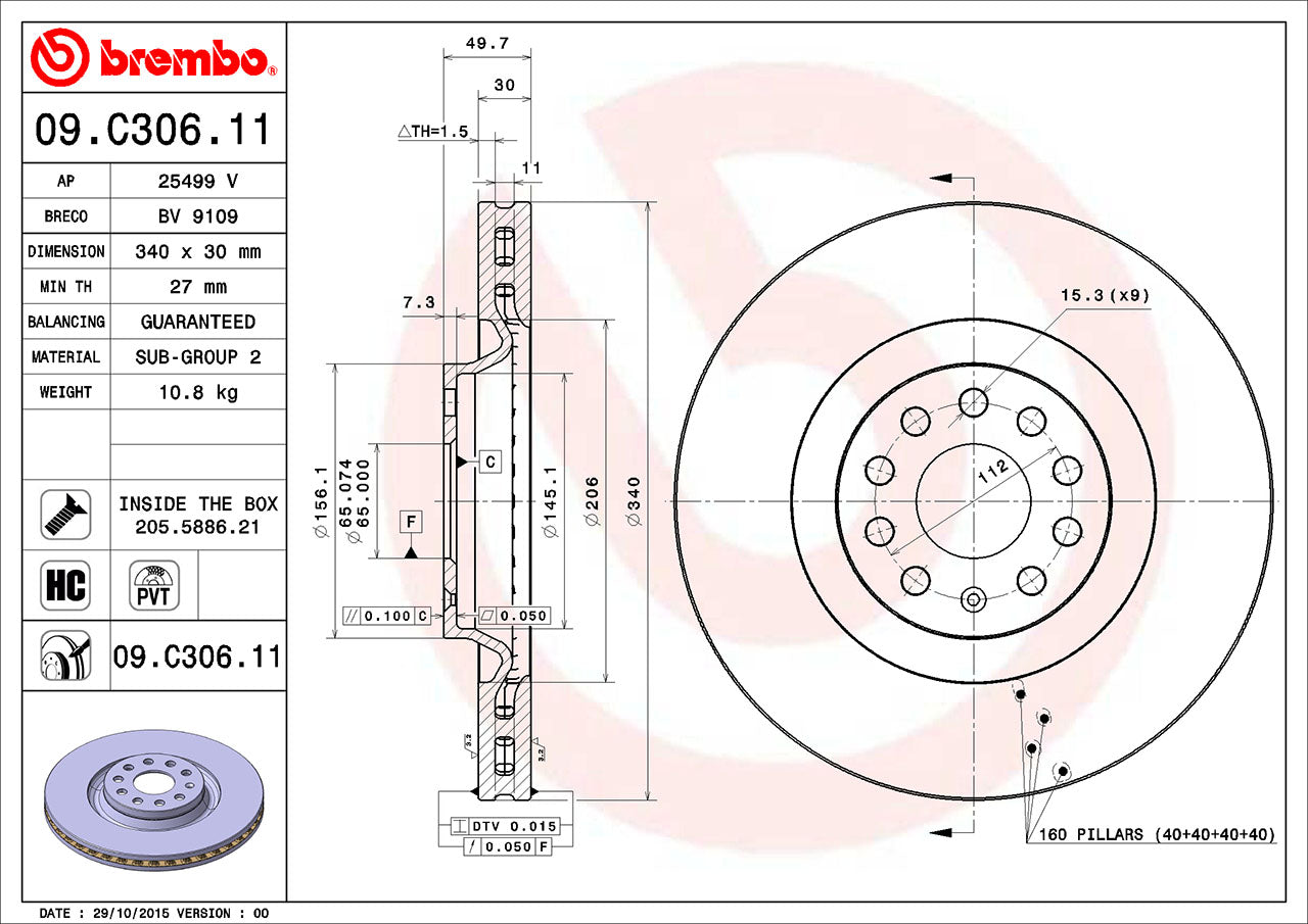 Brembo Disc Brake Rotor – Front (340mm)