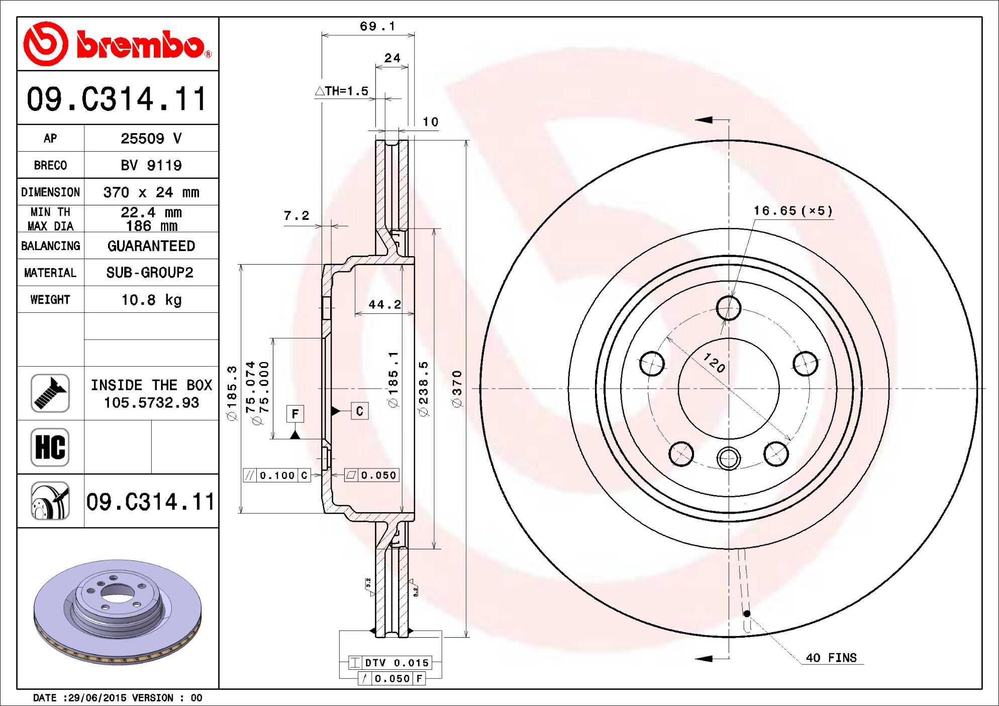 BMW Brembo Disc Brake Rotor – Rear (370mm) 34216775291