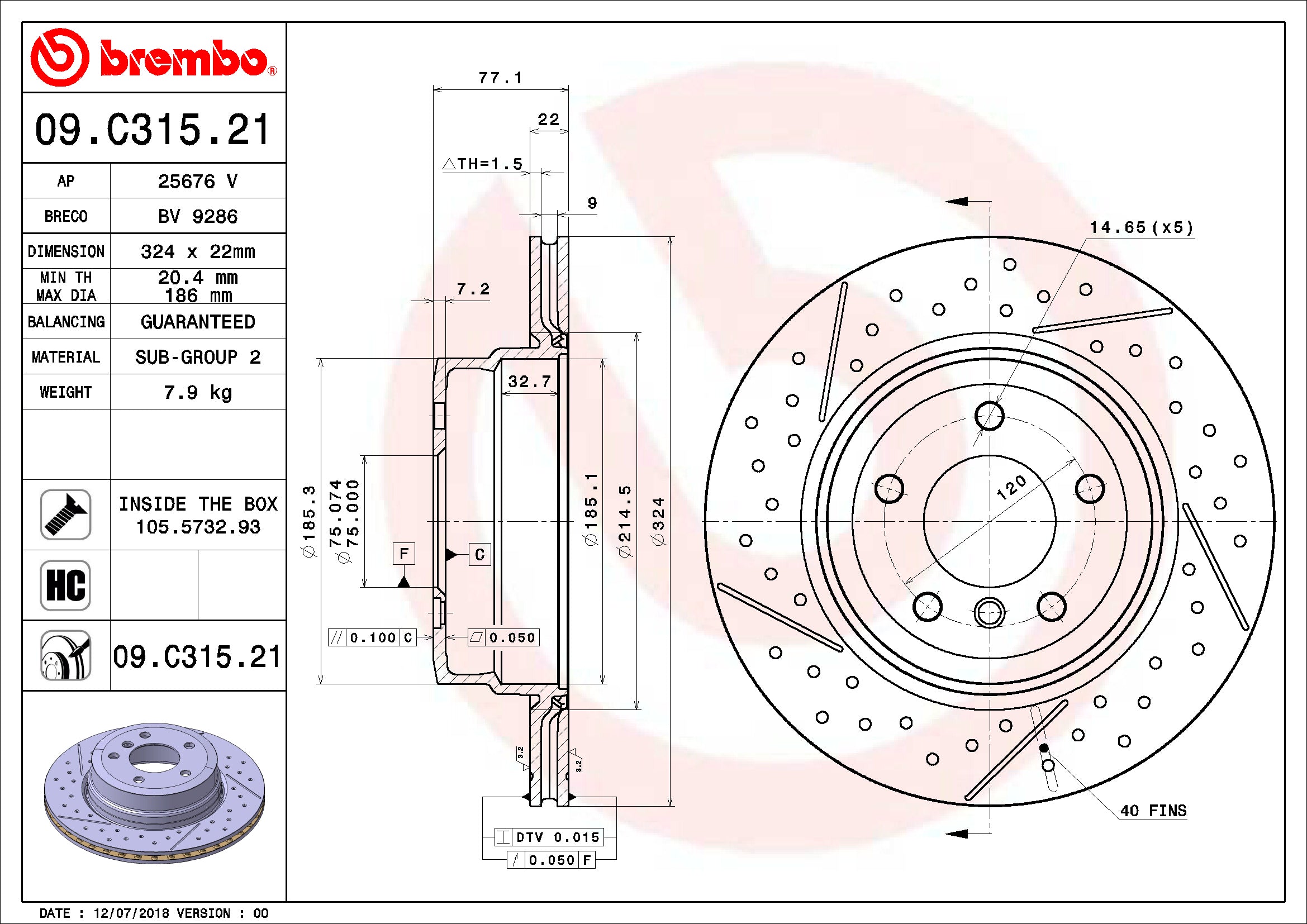 Brembo Disc Brake Rotor – Rear (324mm)