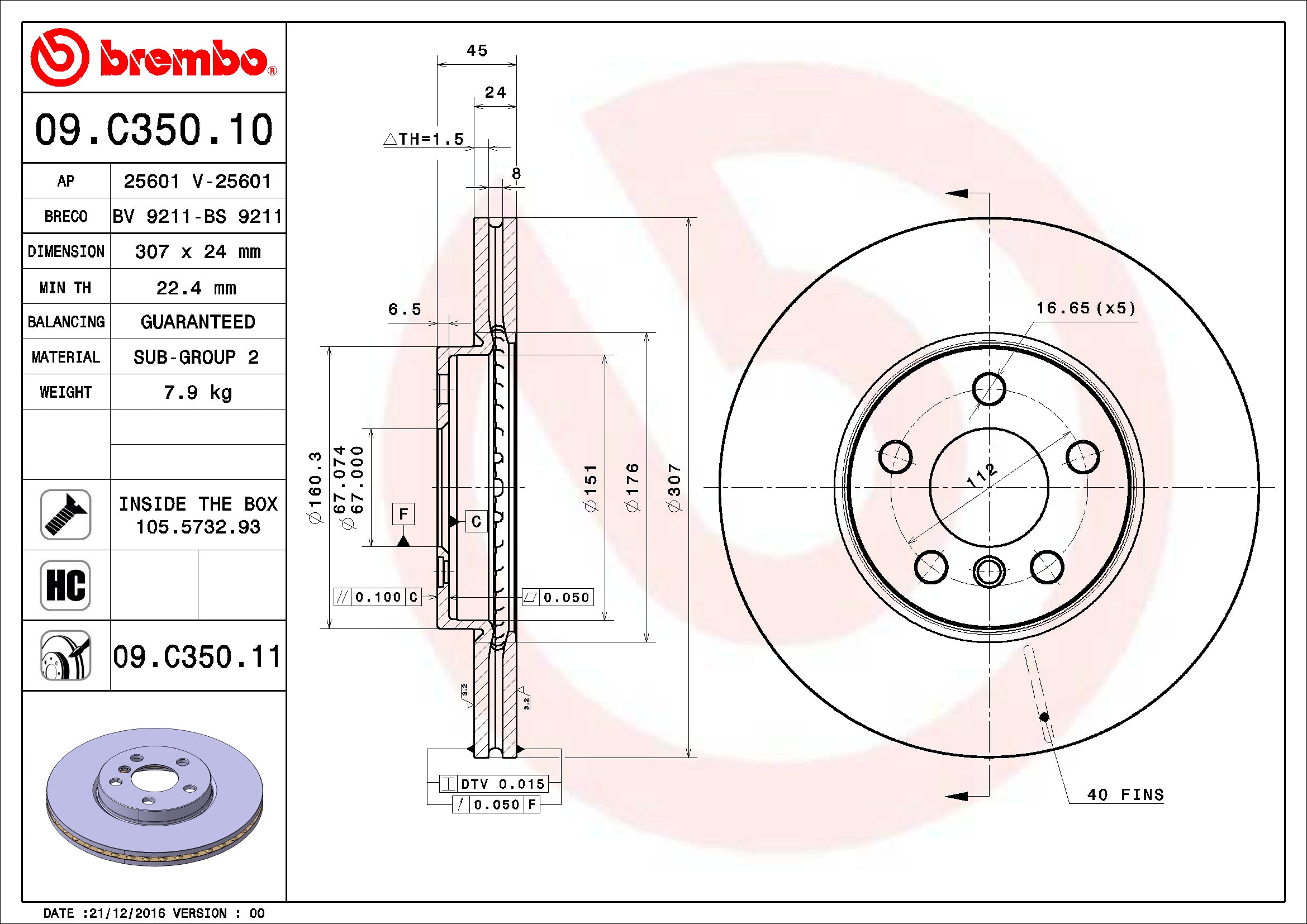 Mini Brembo Disc Brake Rotor – Front (307mm) 34116799351