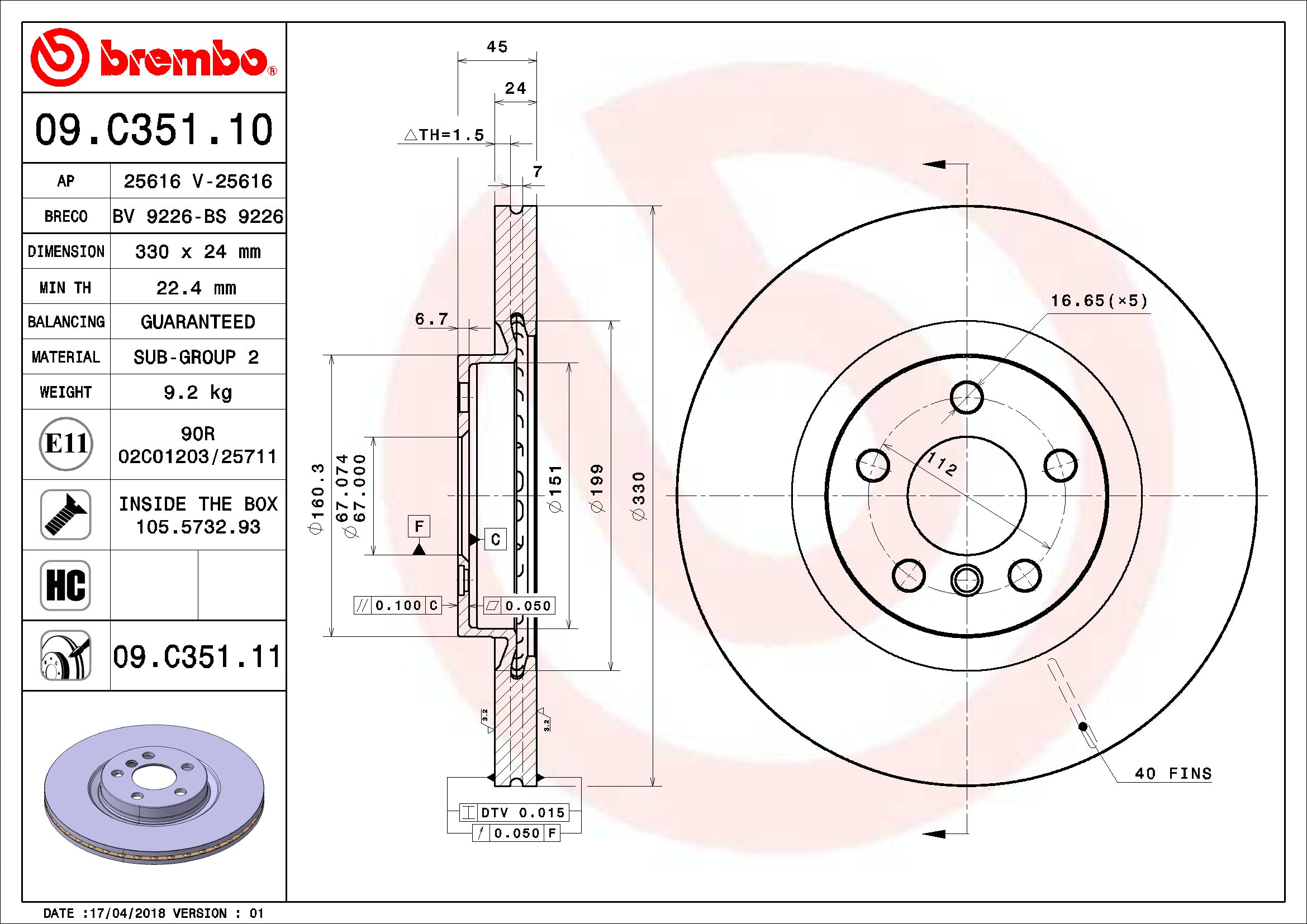 Brembo Disc Brake Rotor – Front (330mm)