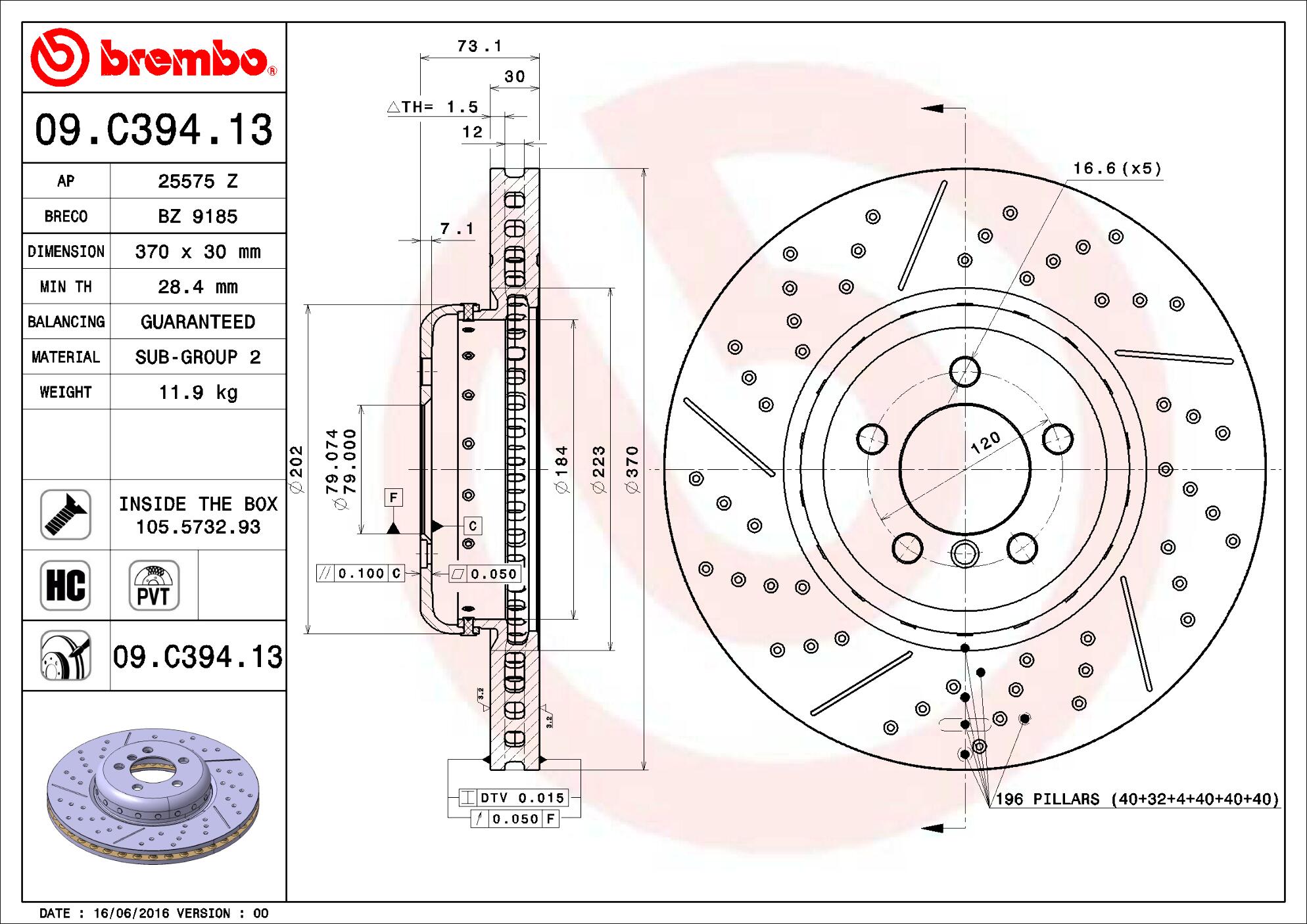 BMW Brembo Disc Brake Rotor – Front (370mm) 34106797603