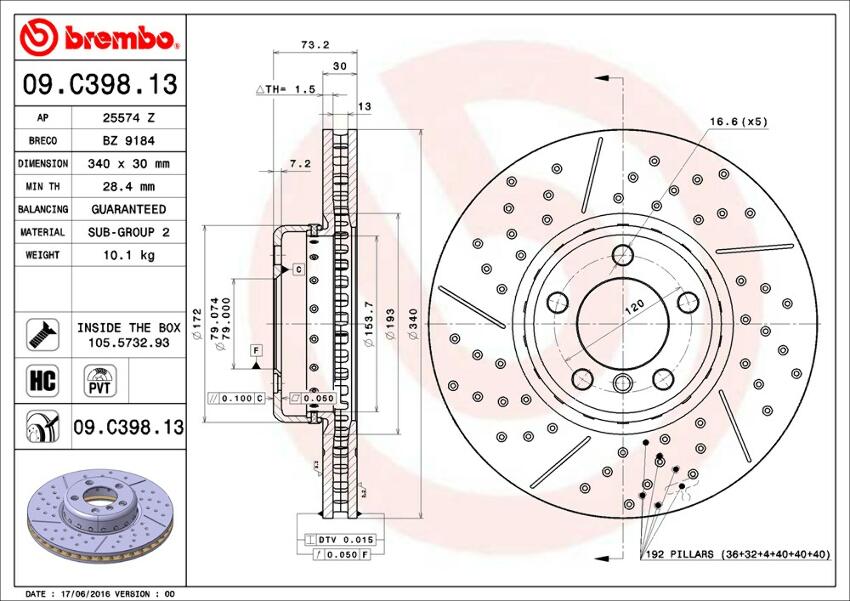 BMW Brembo Disc Brake Rotor – Front (340mm) 34106797602