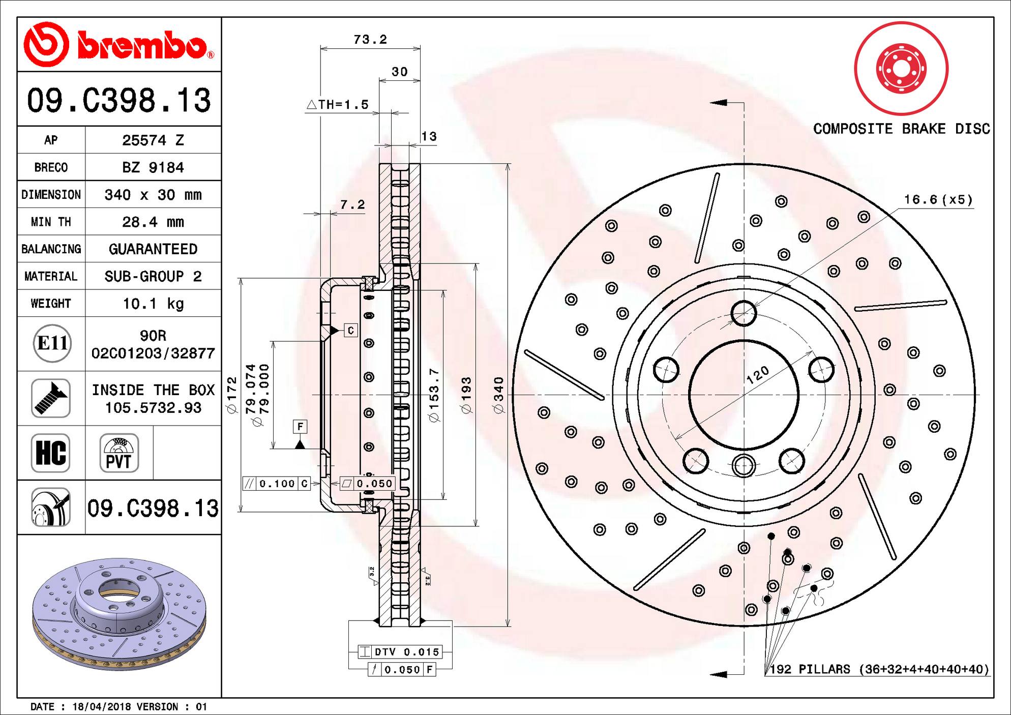 BMW Disc Brake Pad and Rotor Kit – Front and Rear (340mm/330mm) (Ceramic) 34106797602