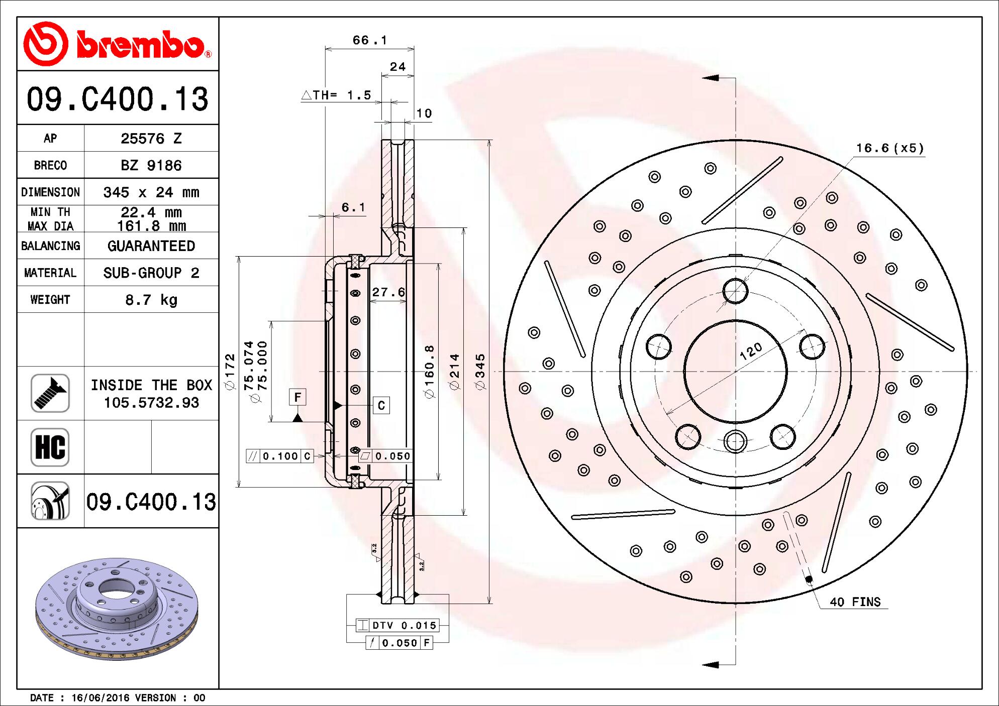 BMW Brembo Disc Brake Rotor – Rear (345mm) 34206797598