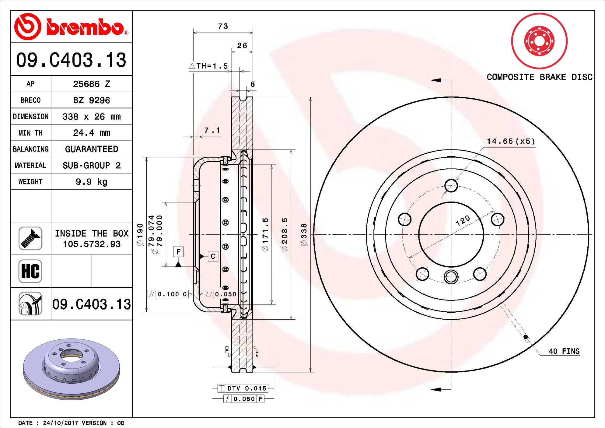 BMW Brembo Disc Brake Rotor – Front (338mm) 34116778647