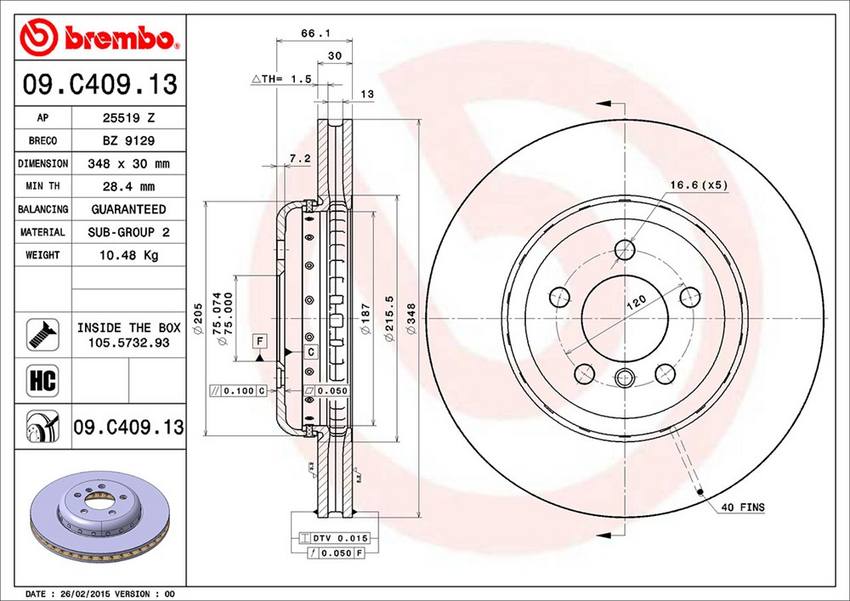 BMW Brembo Disc Brake Rotor – Front (348mm) 34116775277