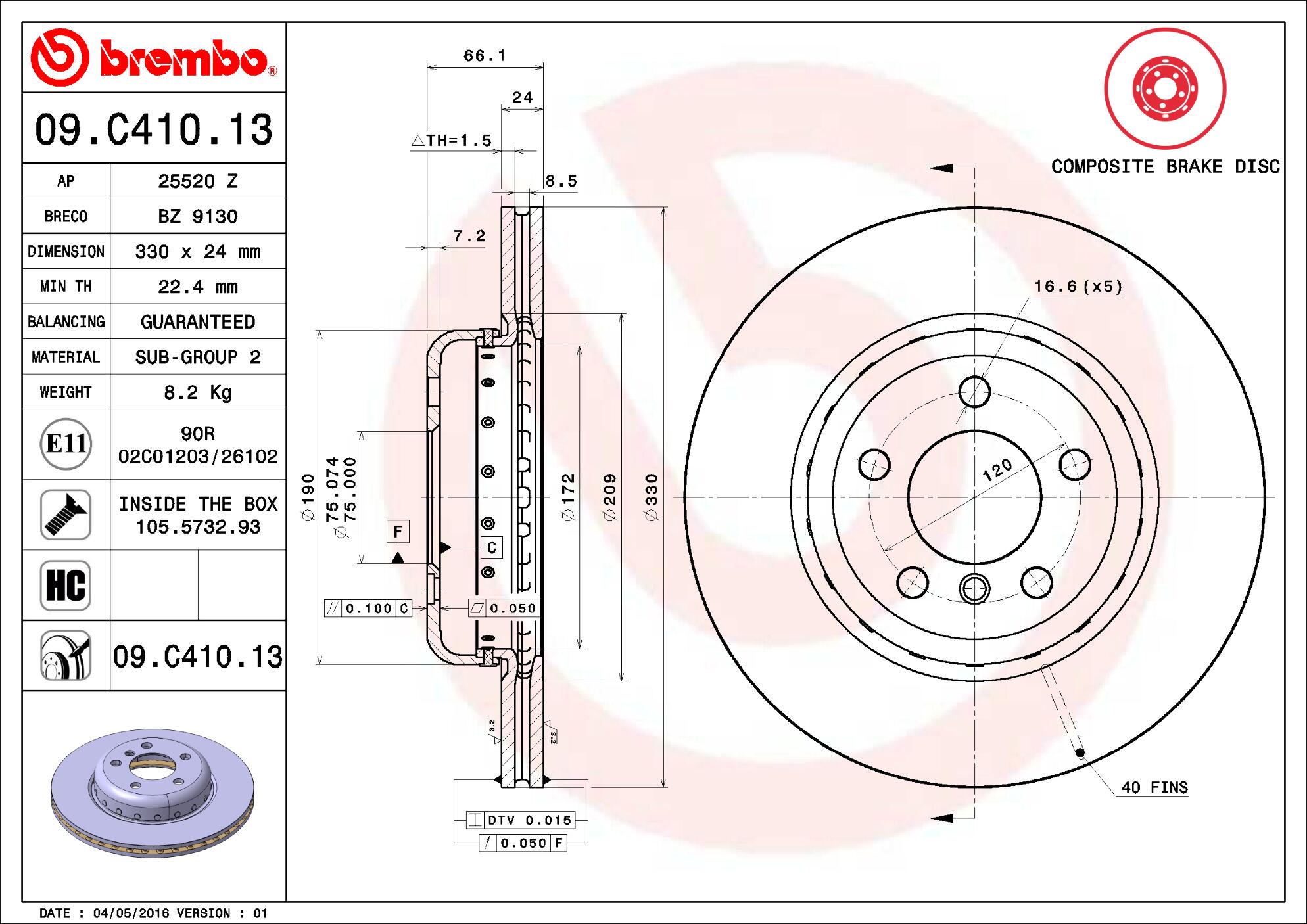 BMW Brembo Disc Brake Rotor – Front (330mm) 34116794429